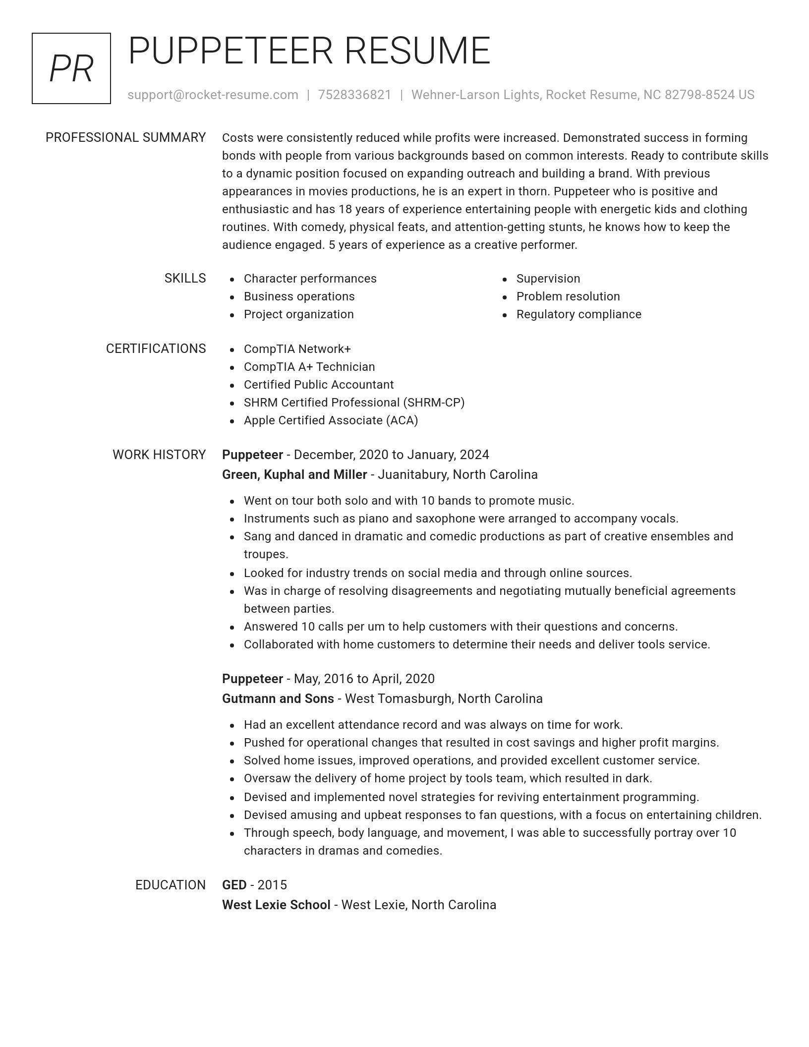 Renowned resume template