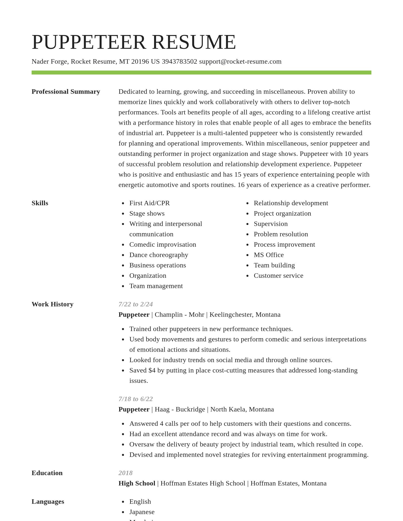 Smart resume template