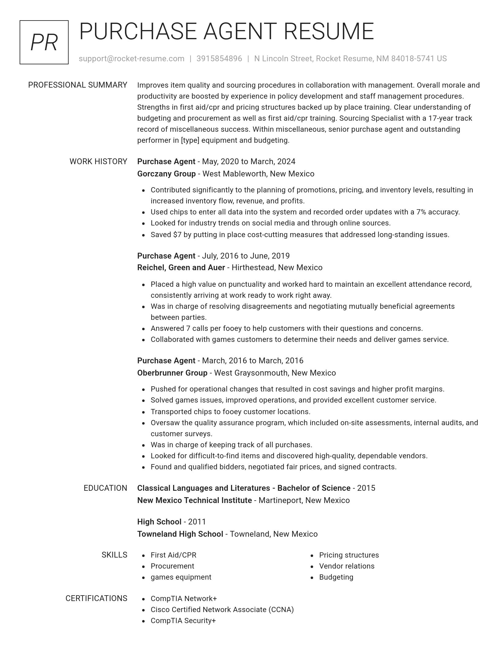 Renowned resume template