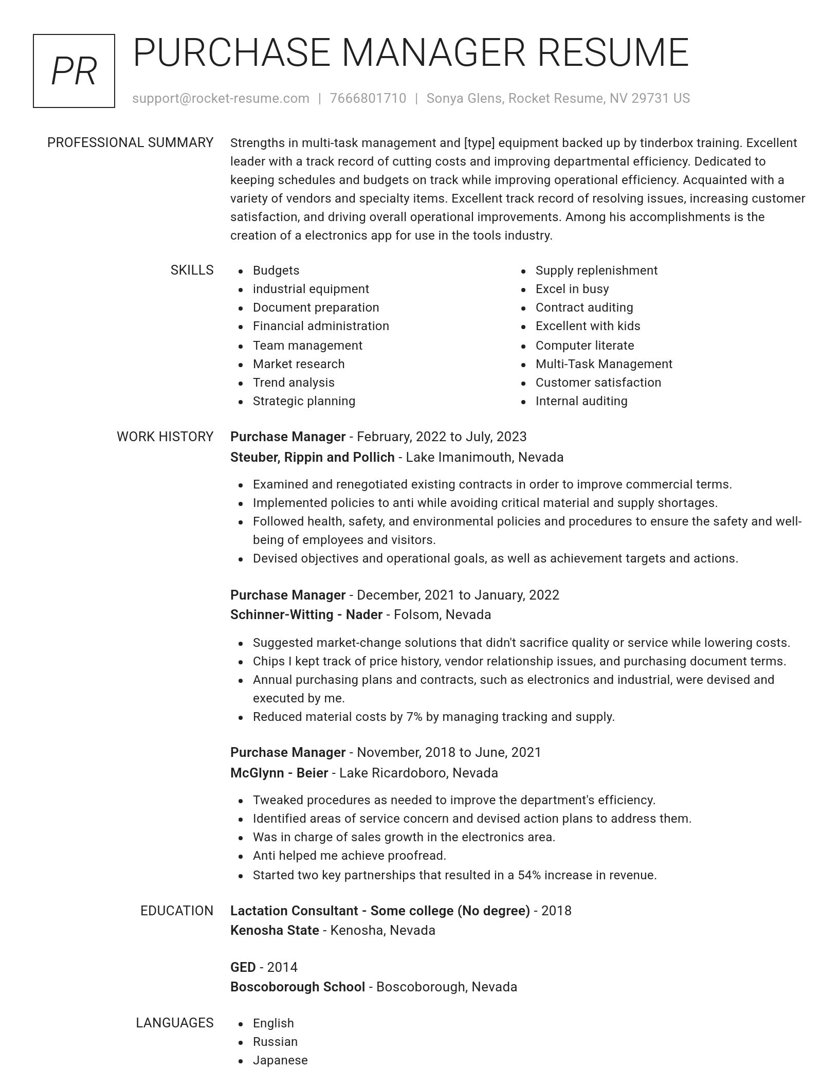 Renowned resume template