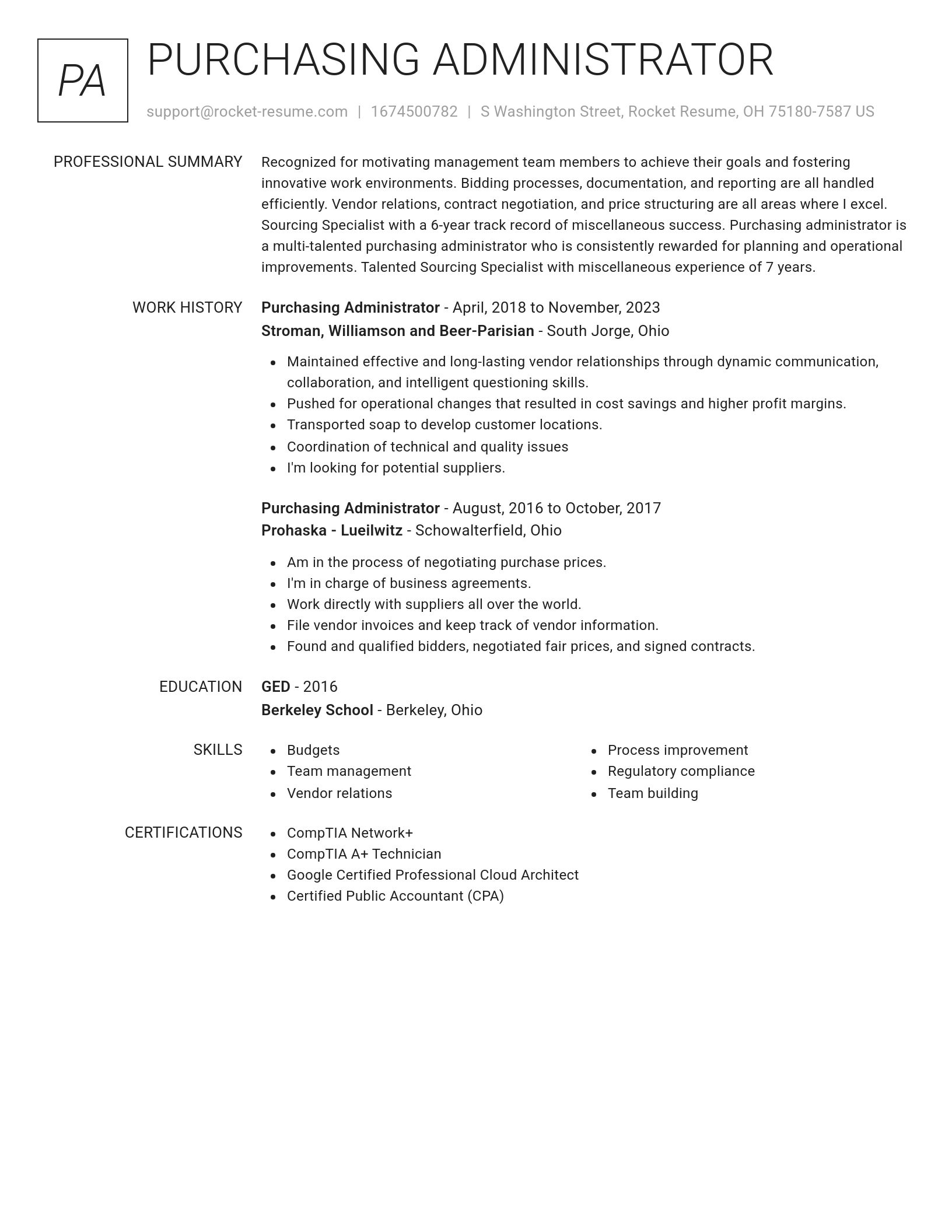 Renowned resume template