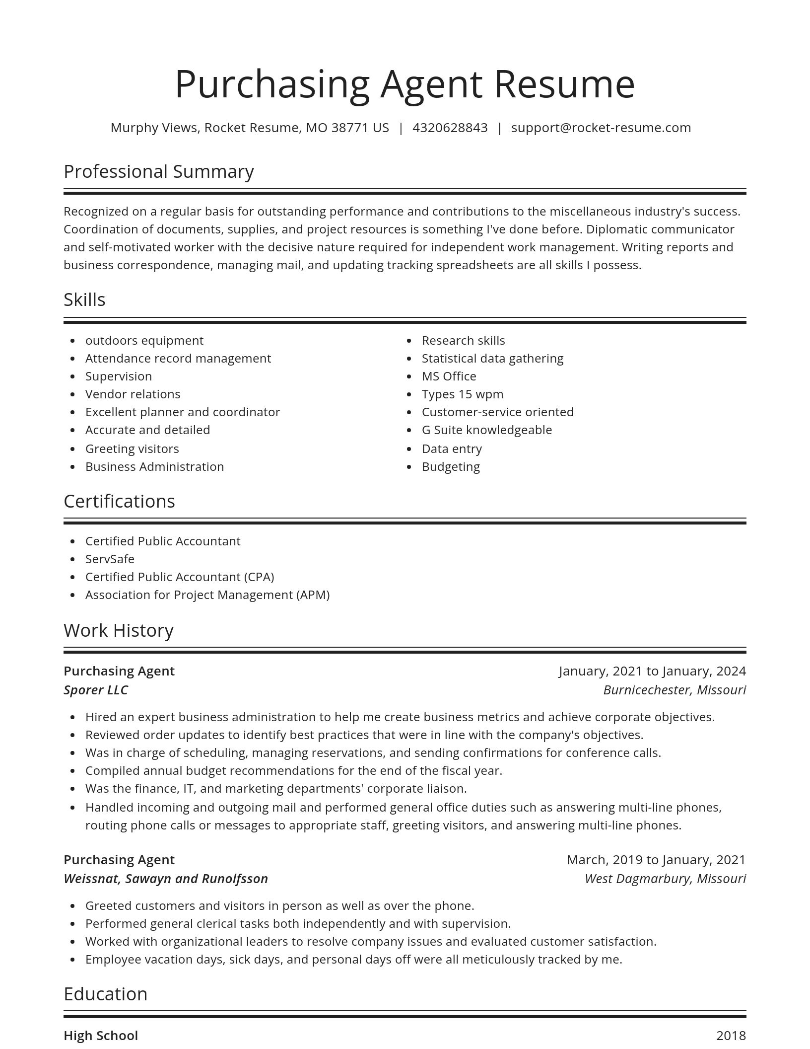 Spotlight resume template