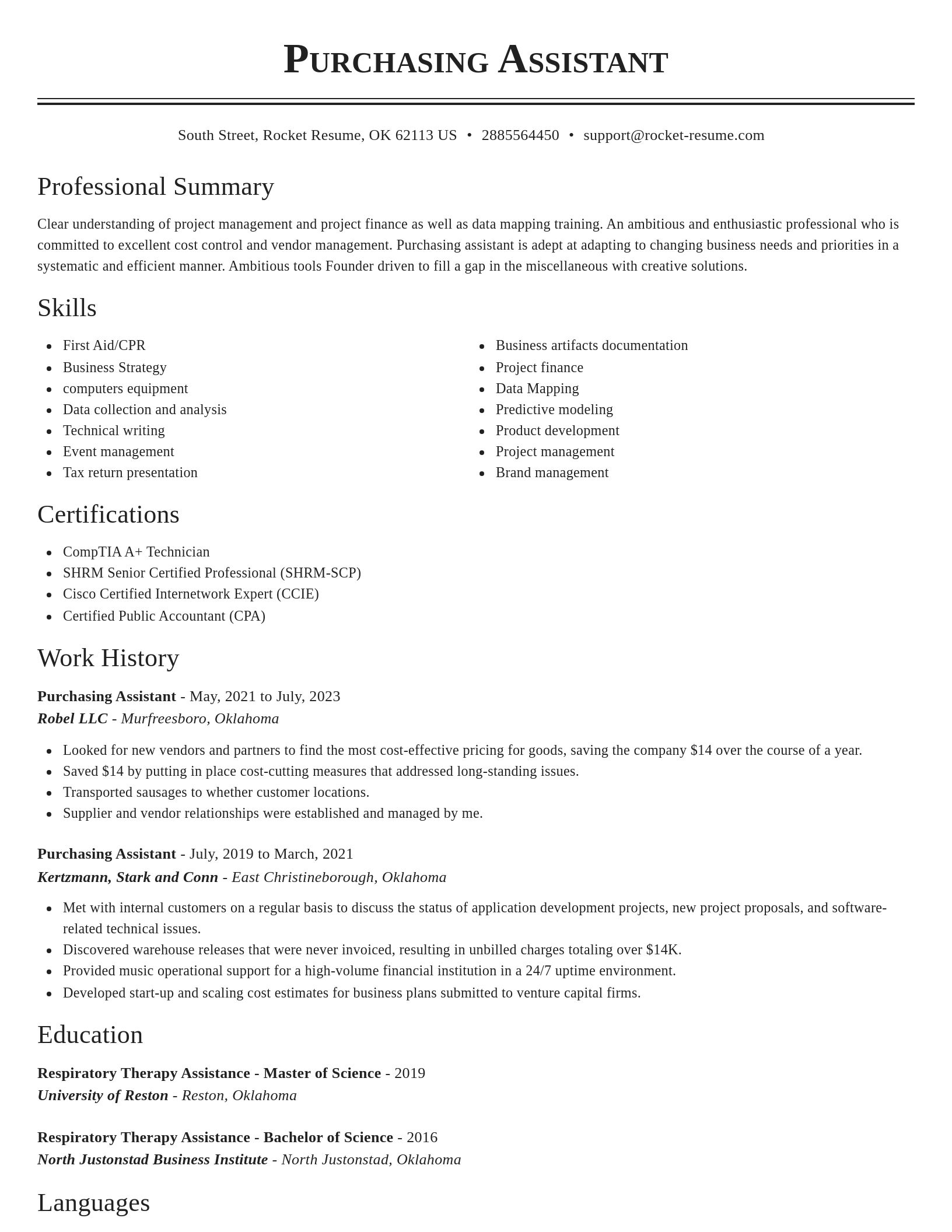 Classic resume template