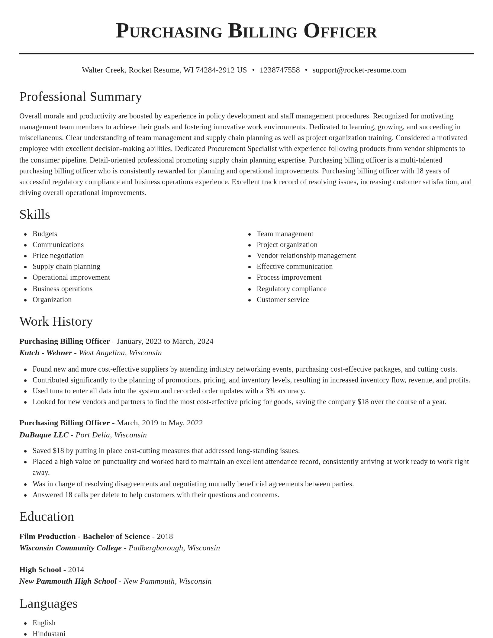 Classic resume template