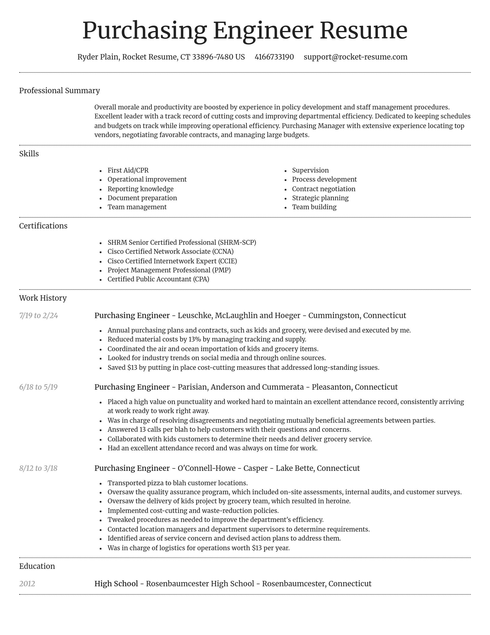 Dignified resume template