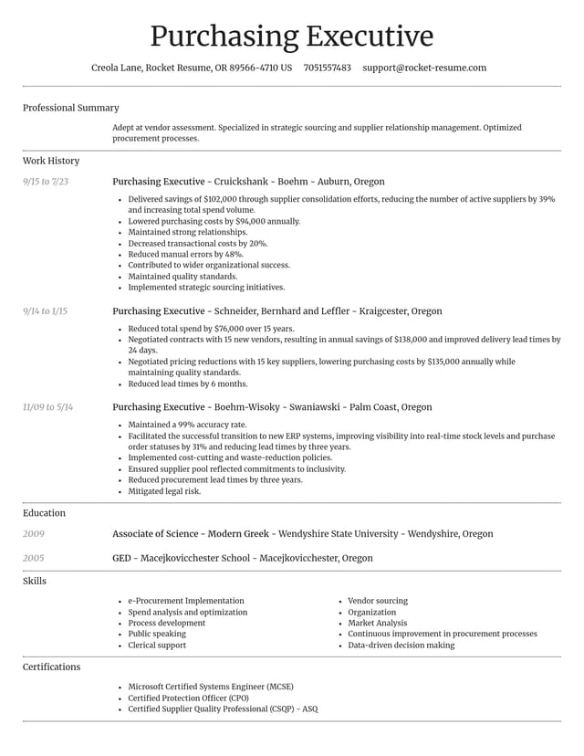 Dignified resume template