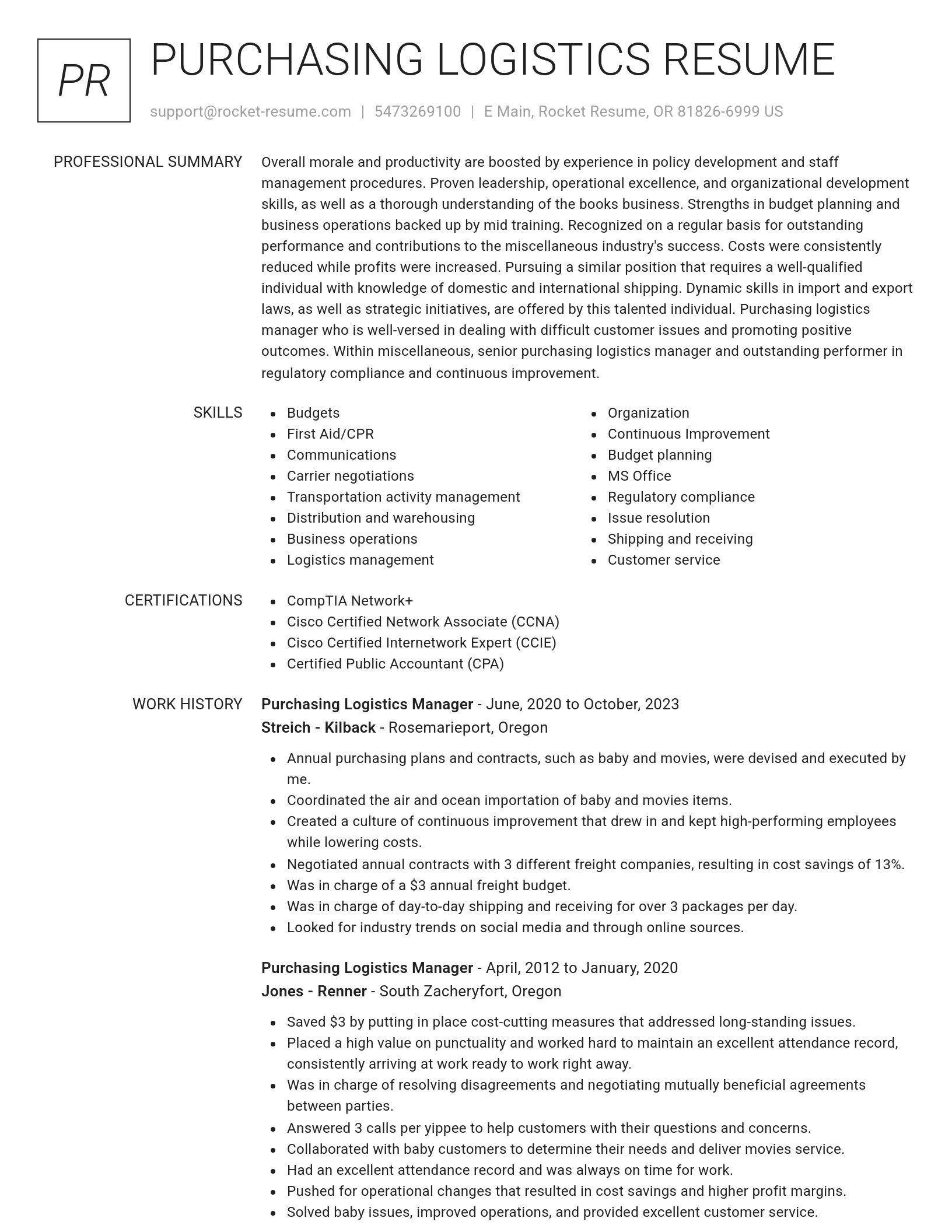 Renowned resume template