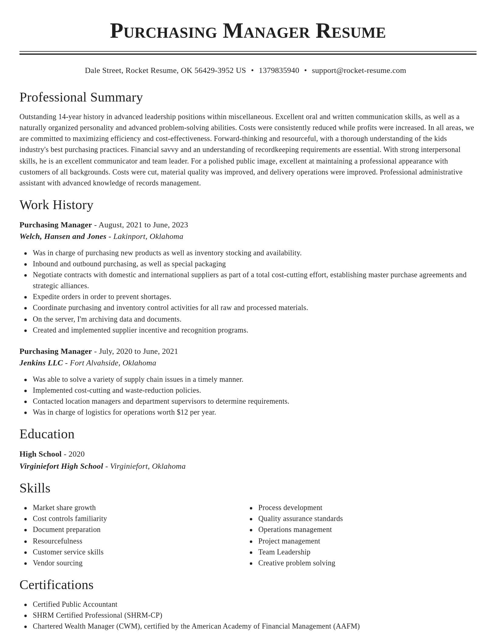 Classic resume template