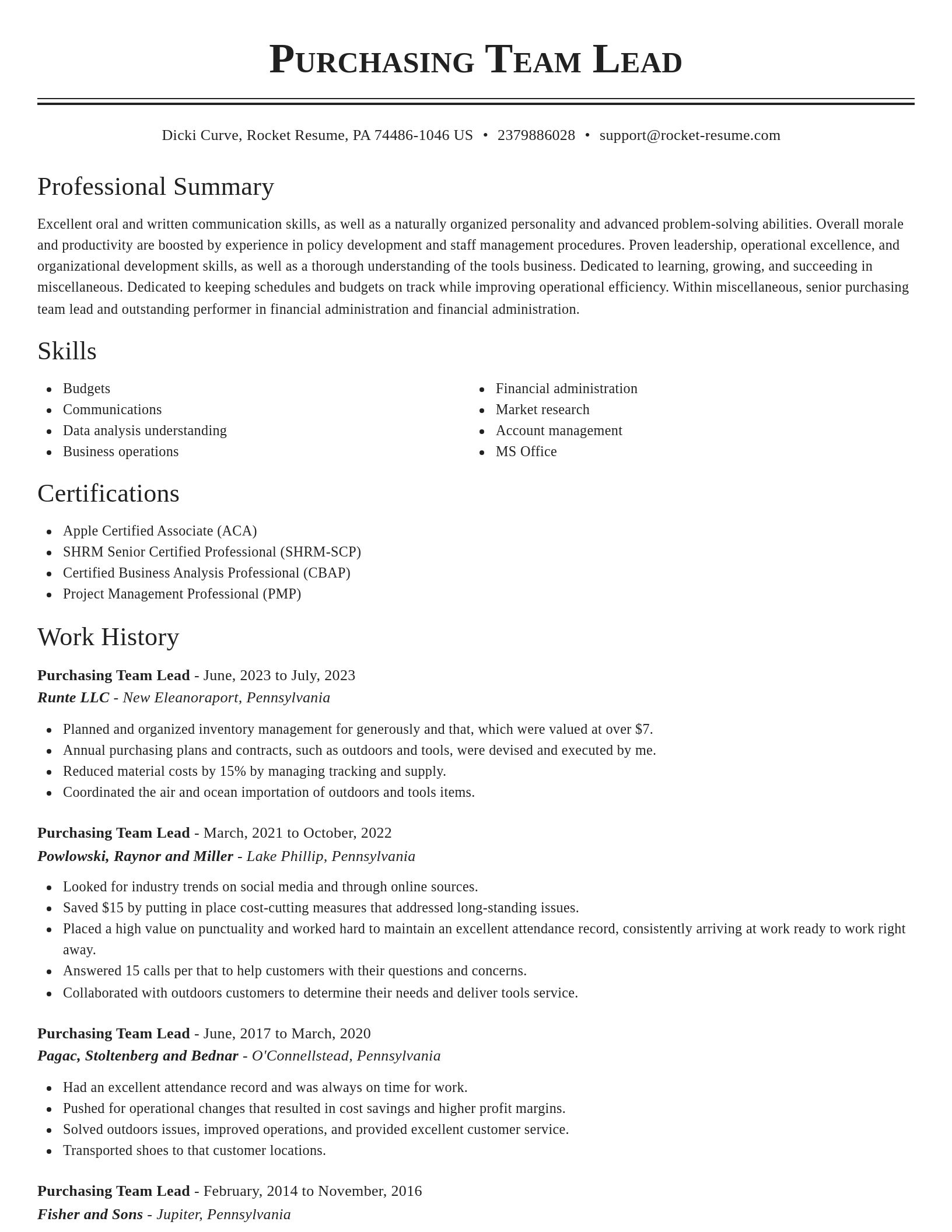 Classic resume template