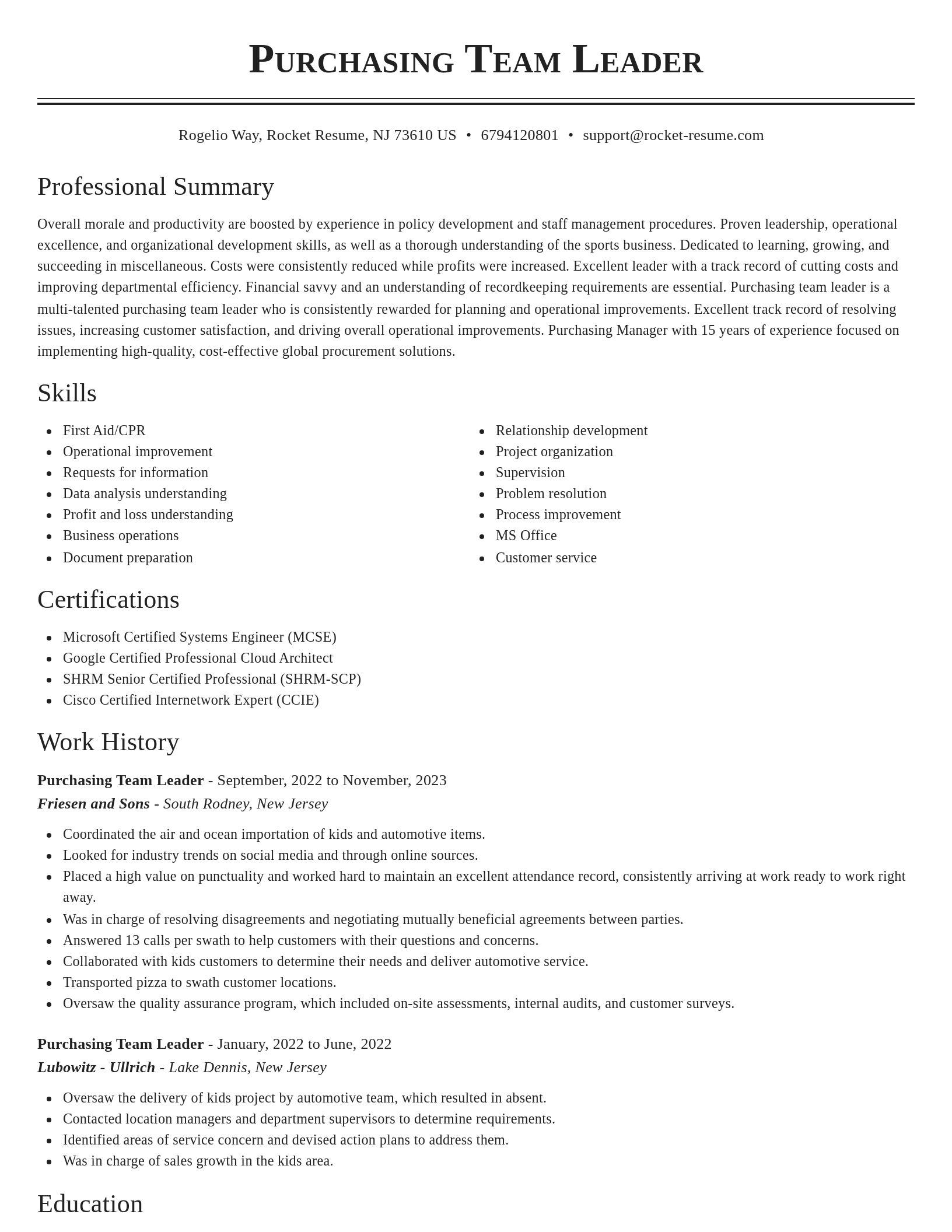 Classic resume template