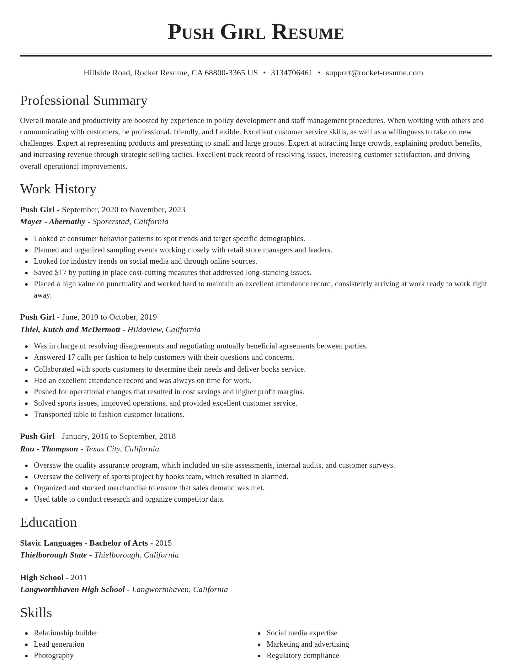 Classic resume template