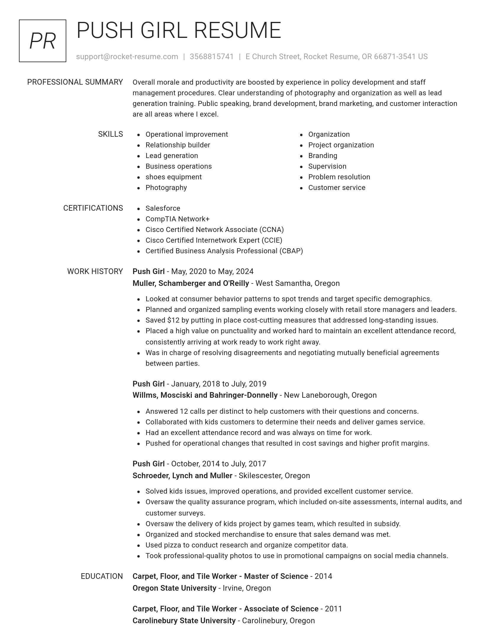 Renowned resume template