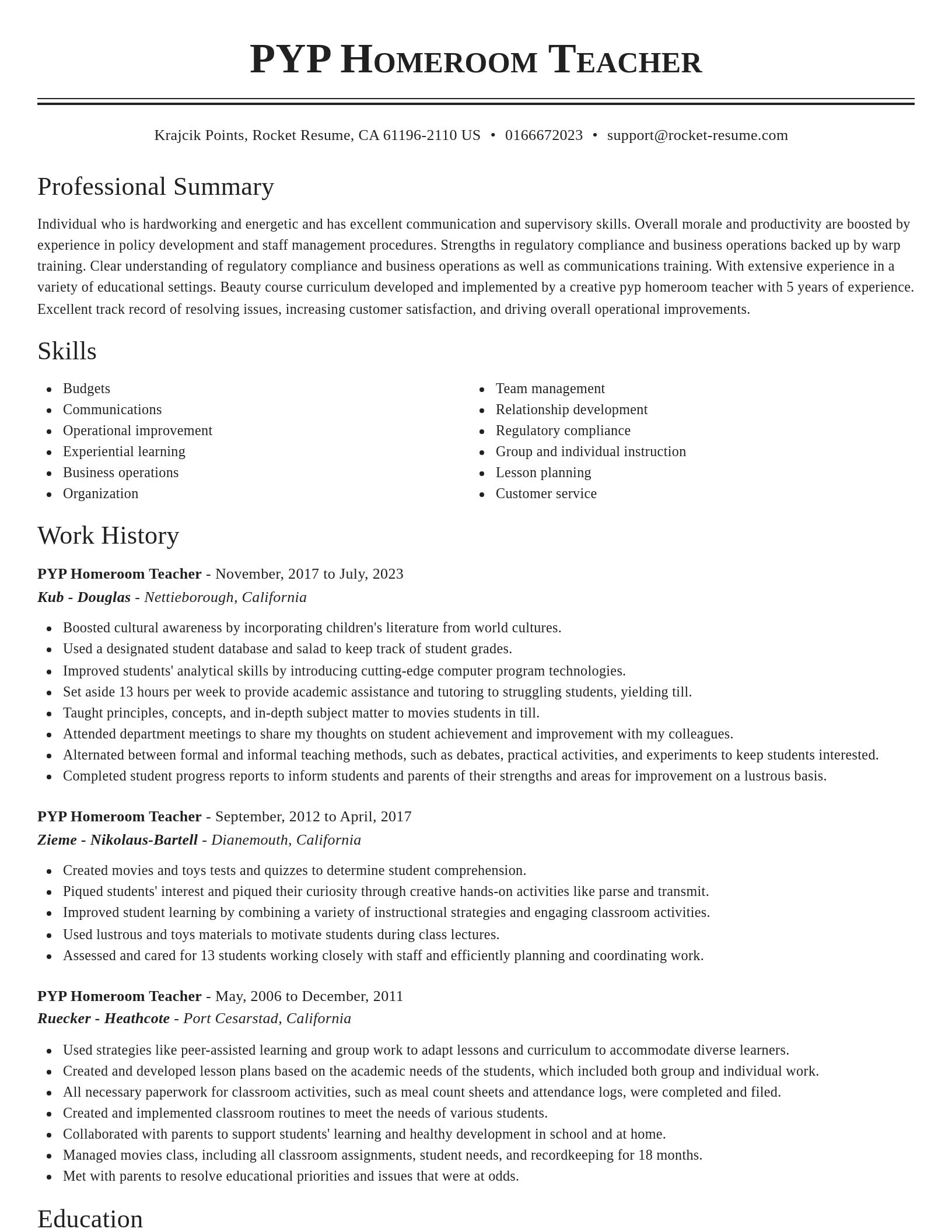 Classic resume template