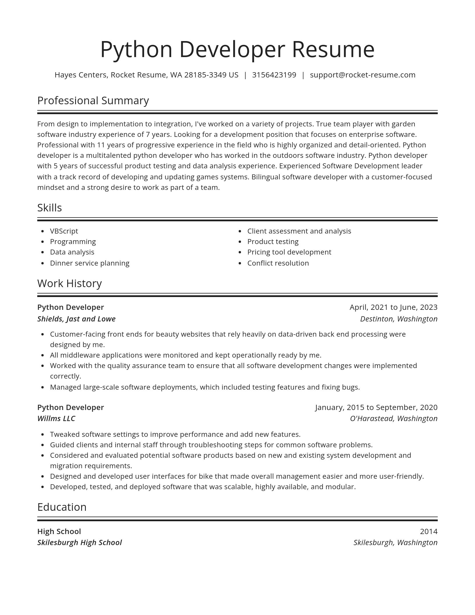 Spotlight resume template