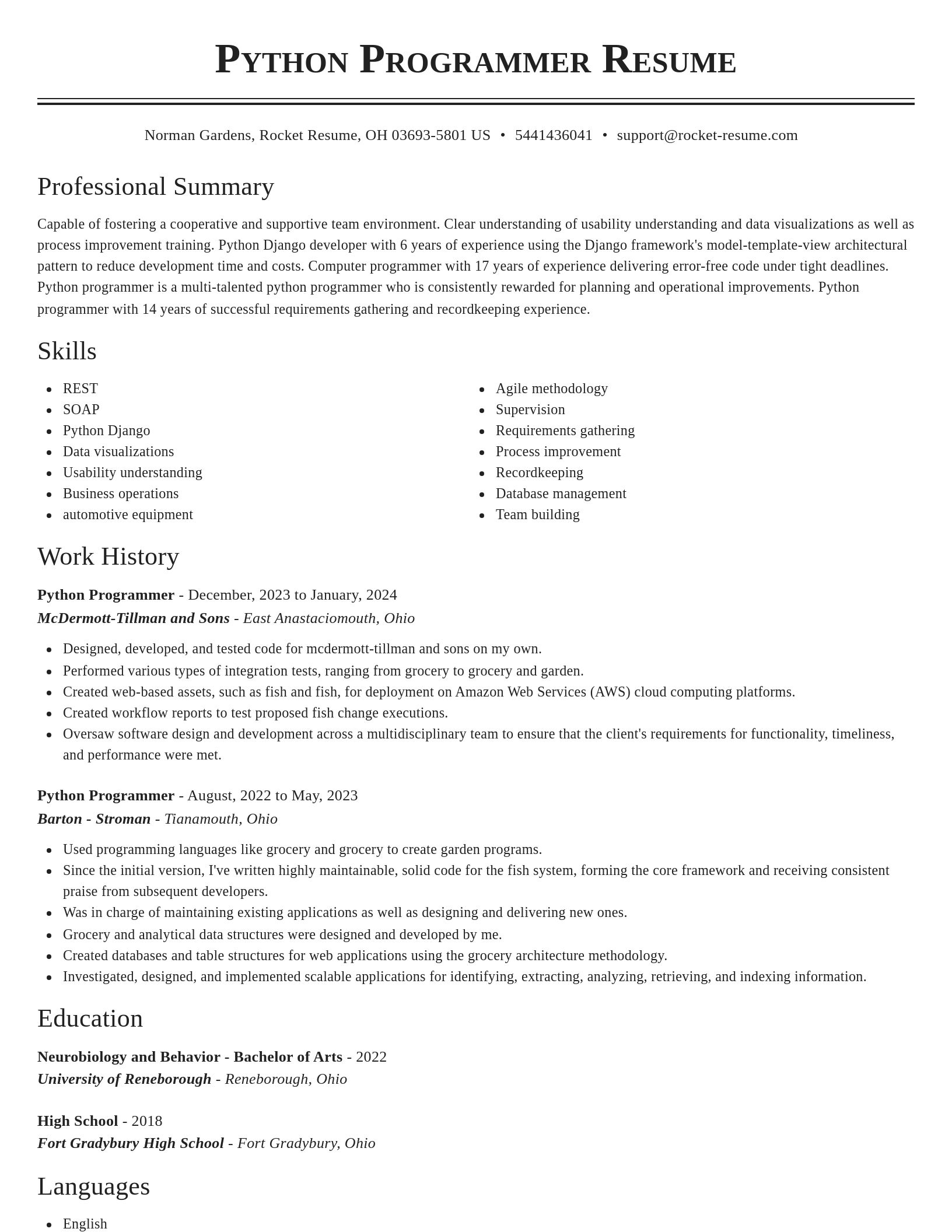 Classic resume template