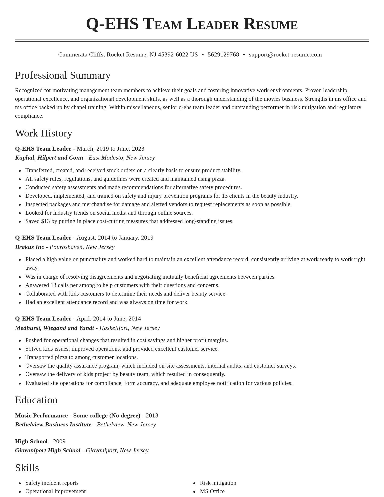 Classic resume template