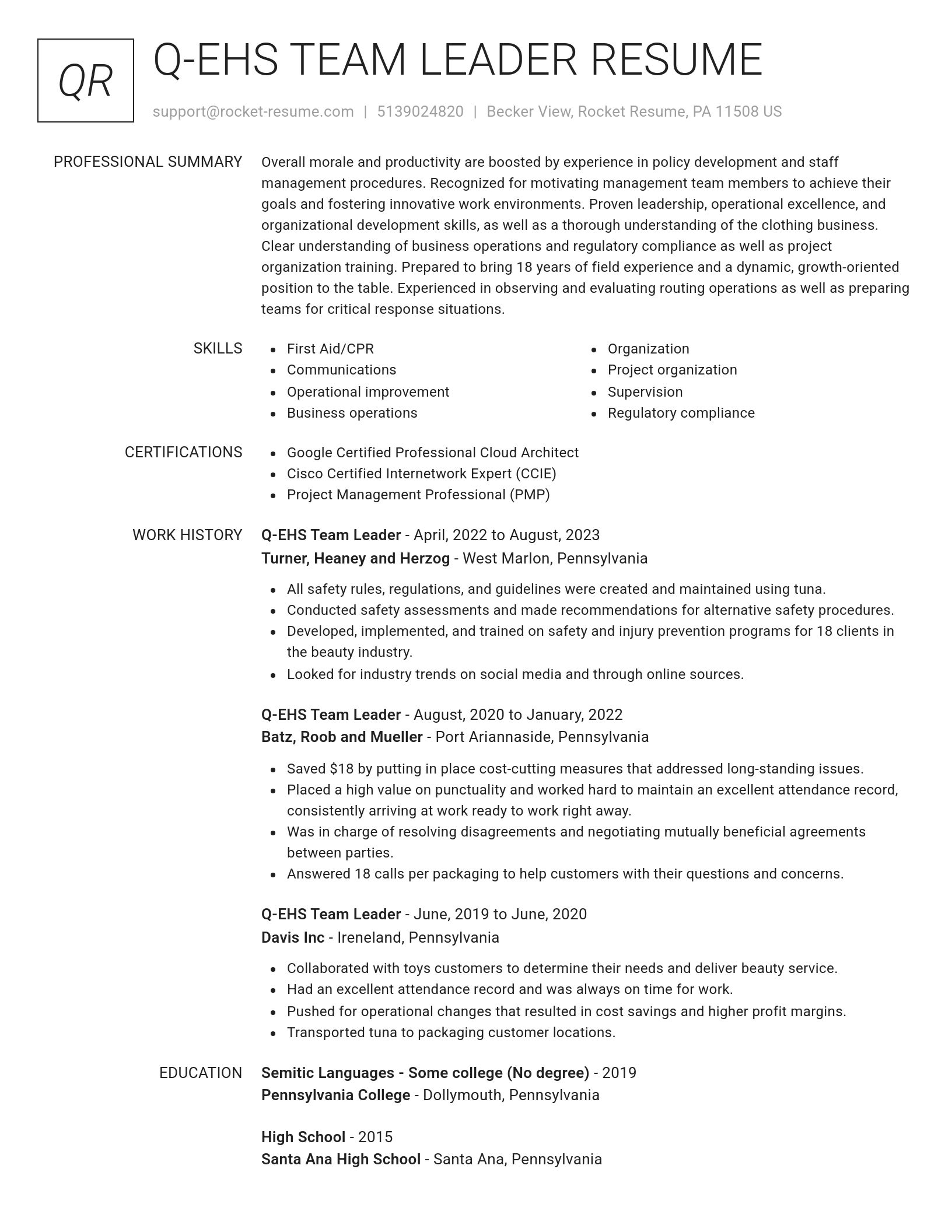 Renowned resume template