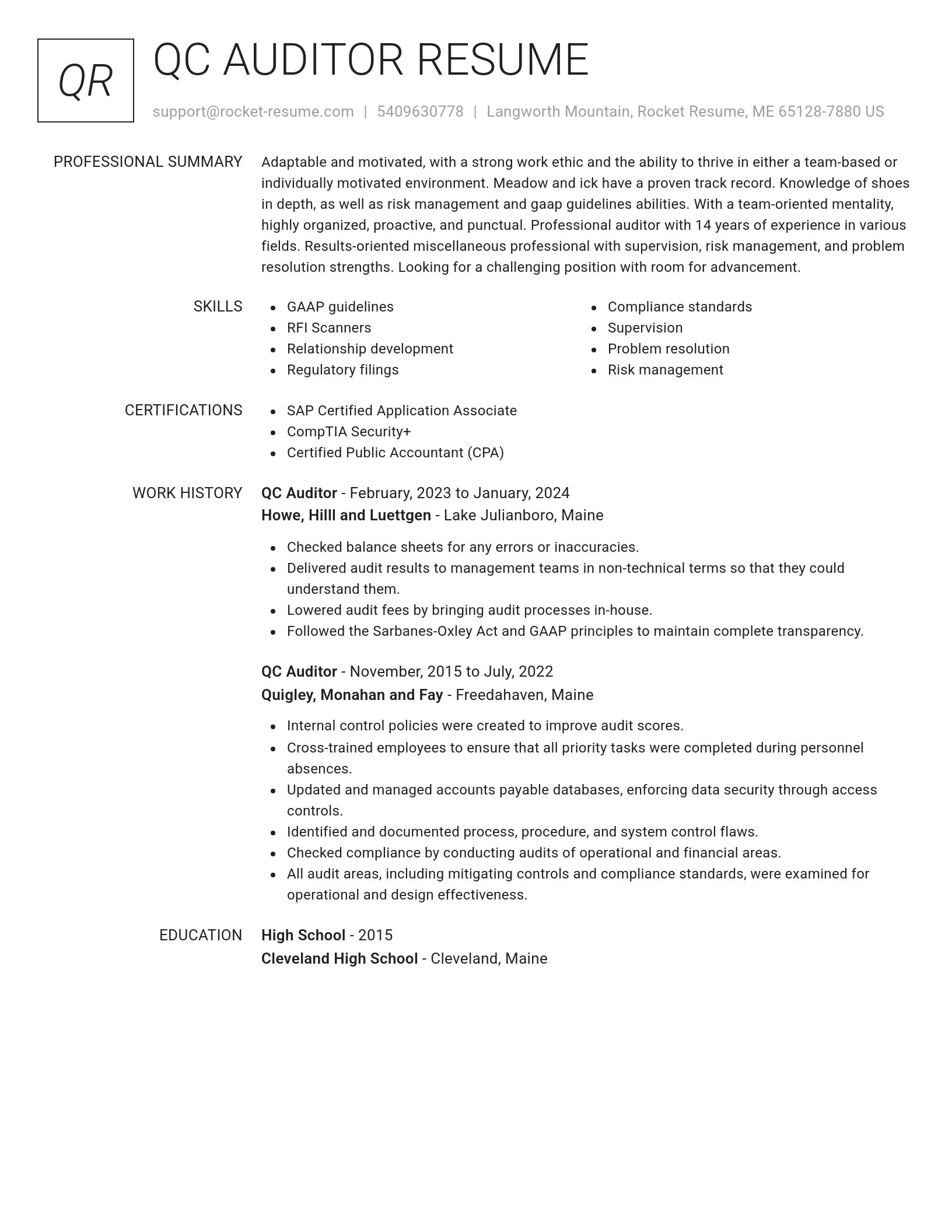 Renowned resume template