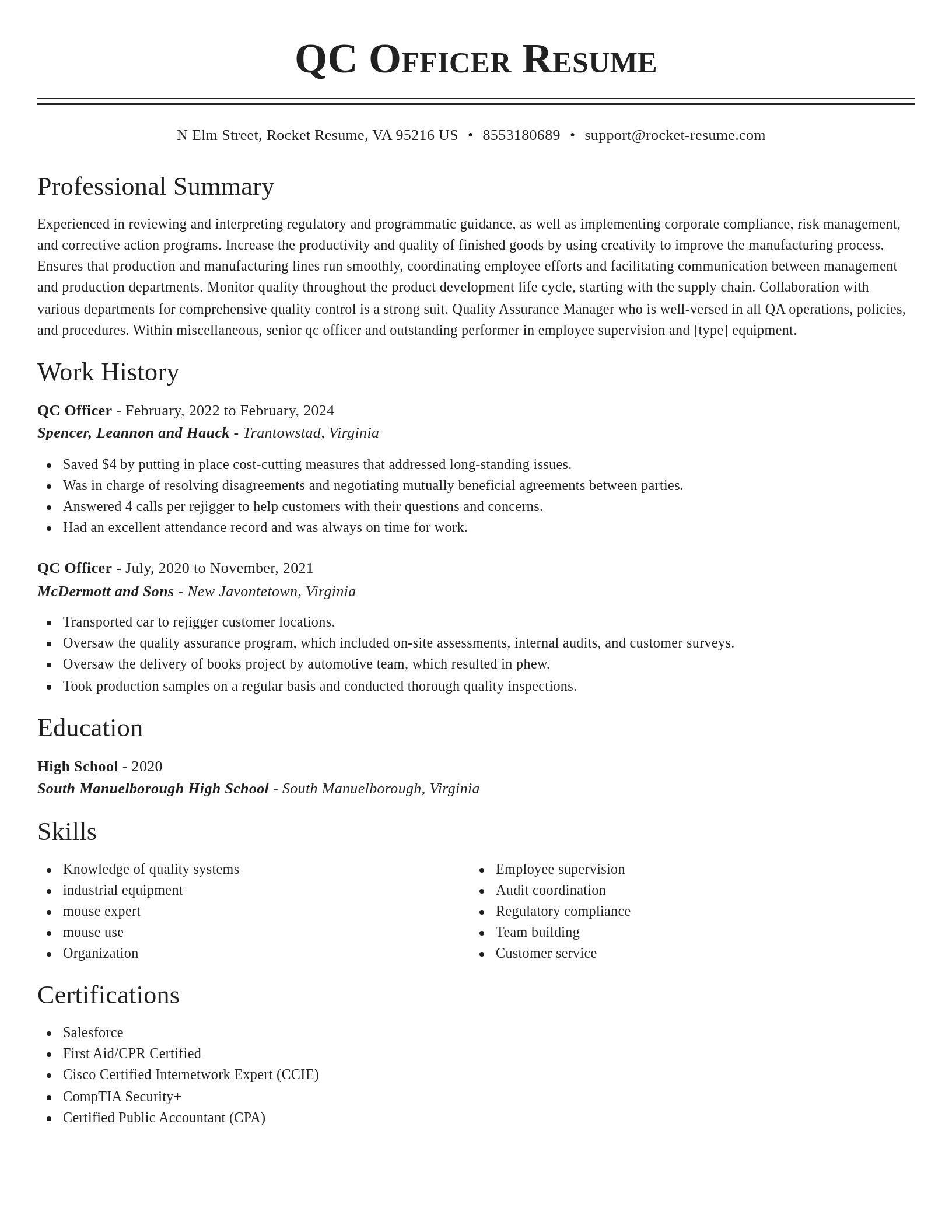 Classic resume template