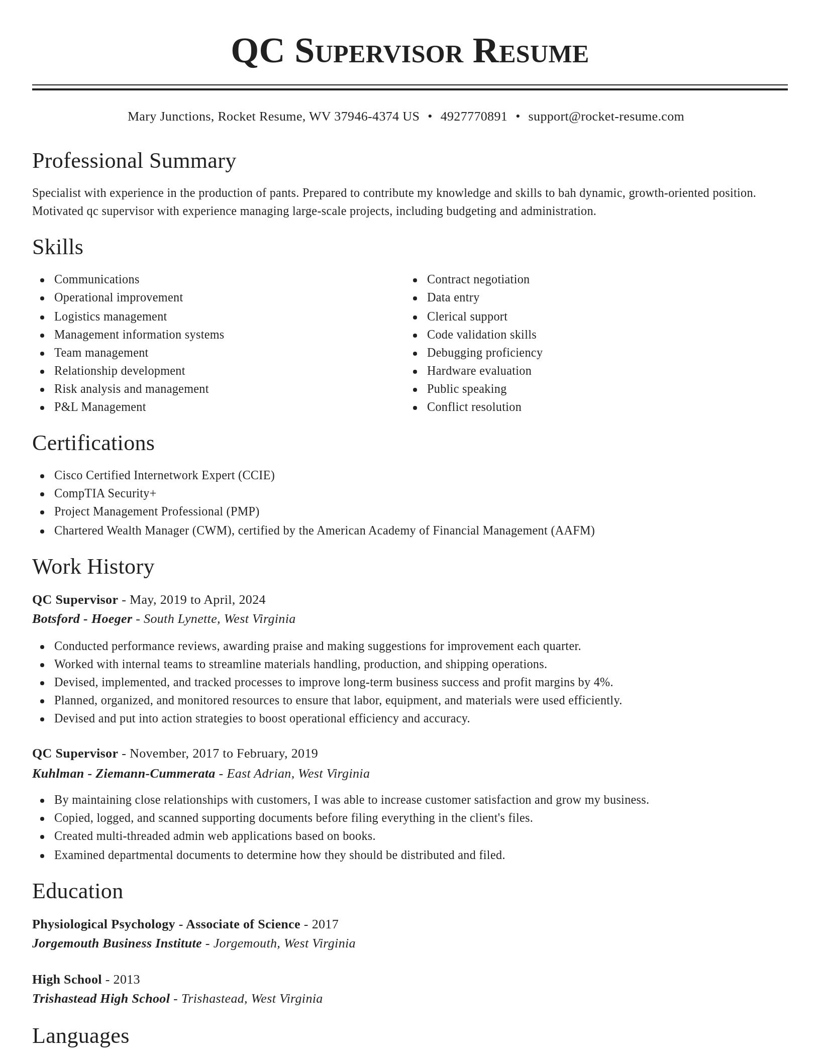 Classic resume template