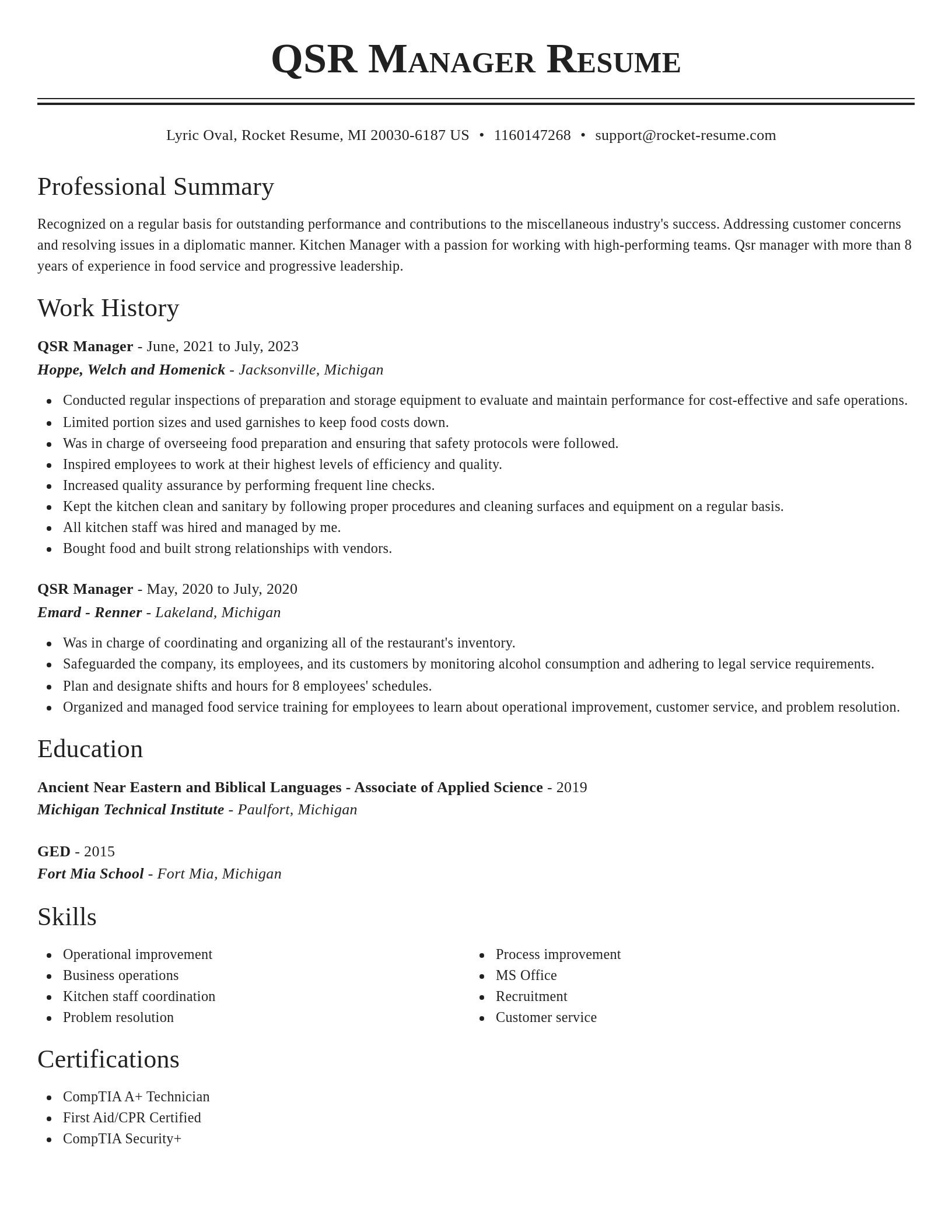 Classic resume template