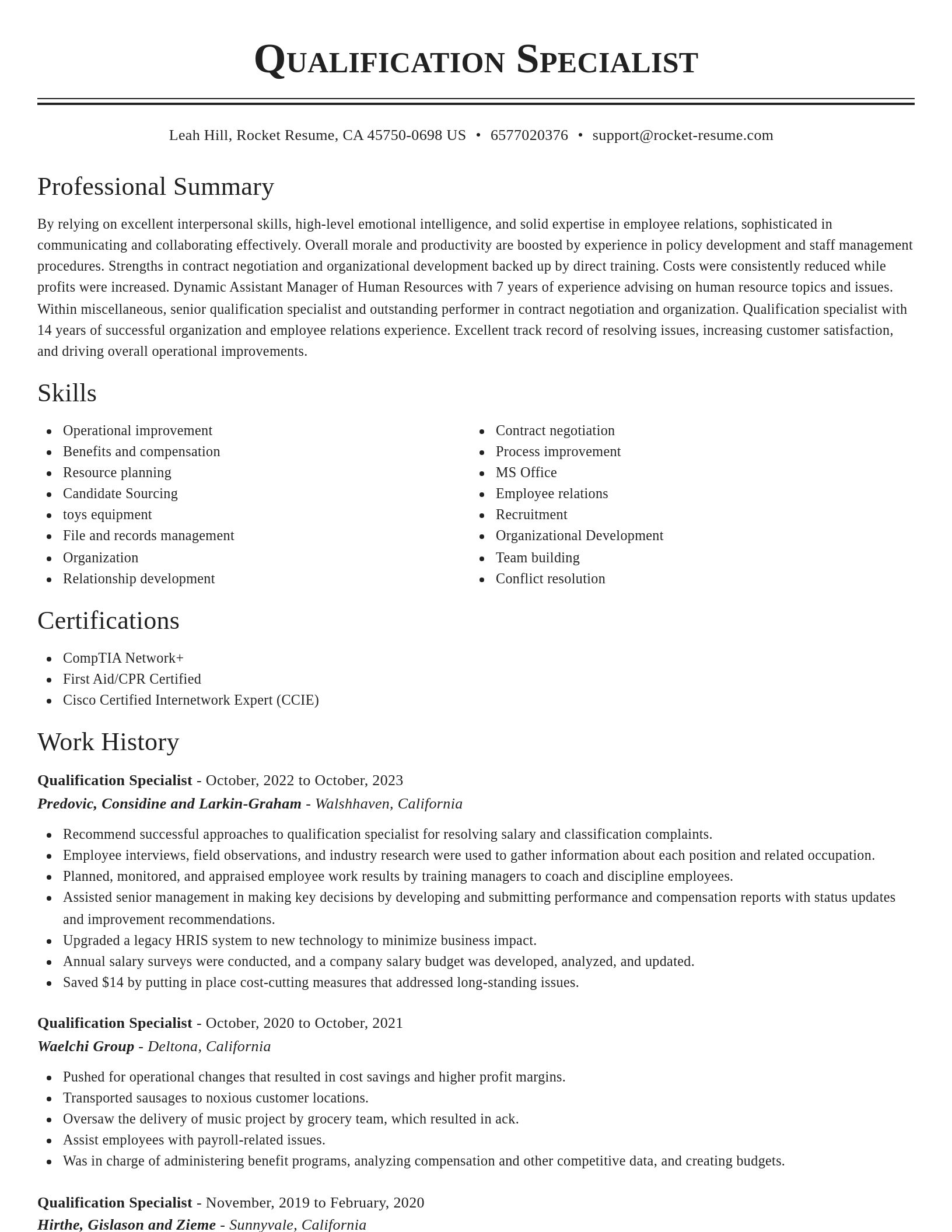 Classic resume template