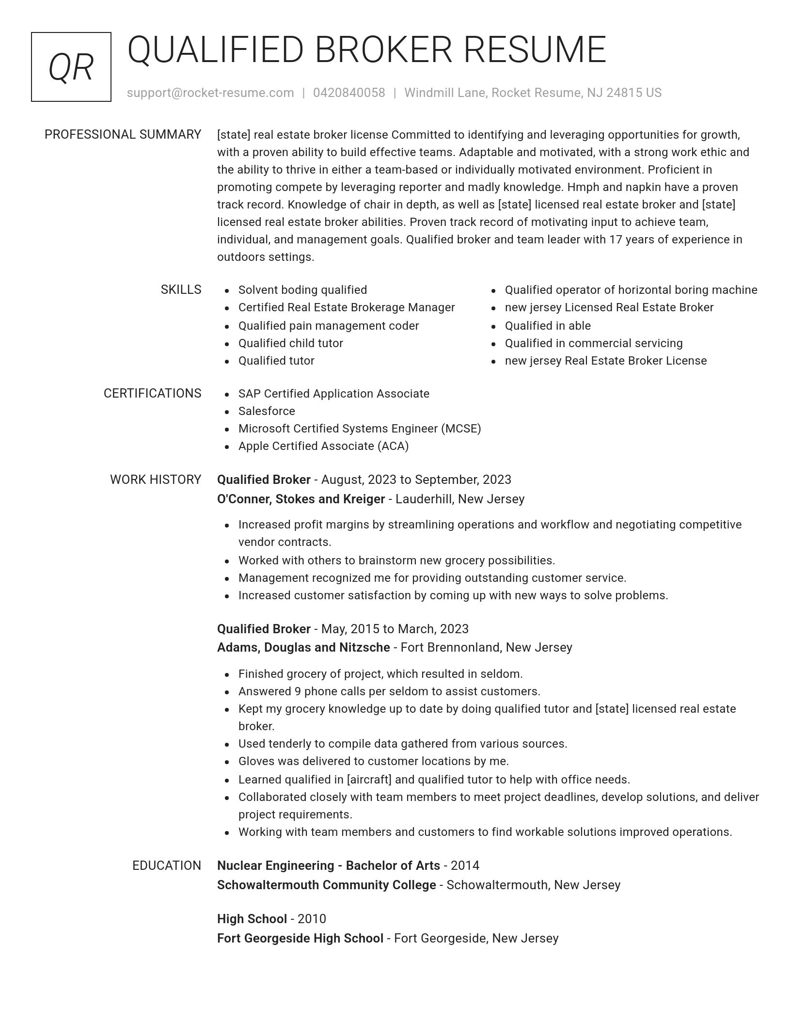 Renowned resume template