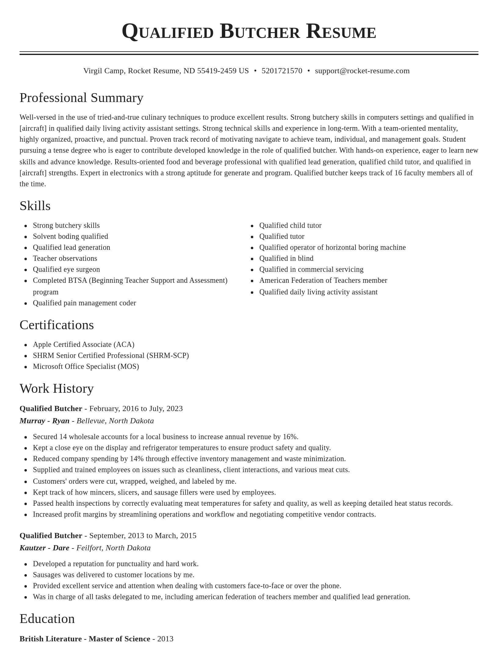 Classic resume template
