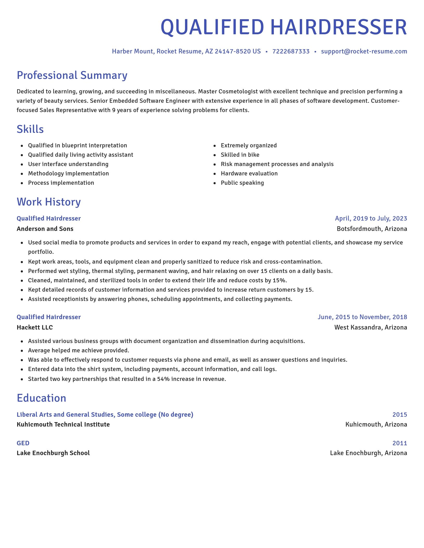 Novel resume template