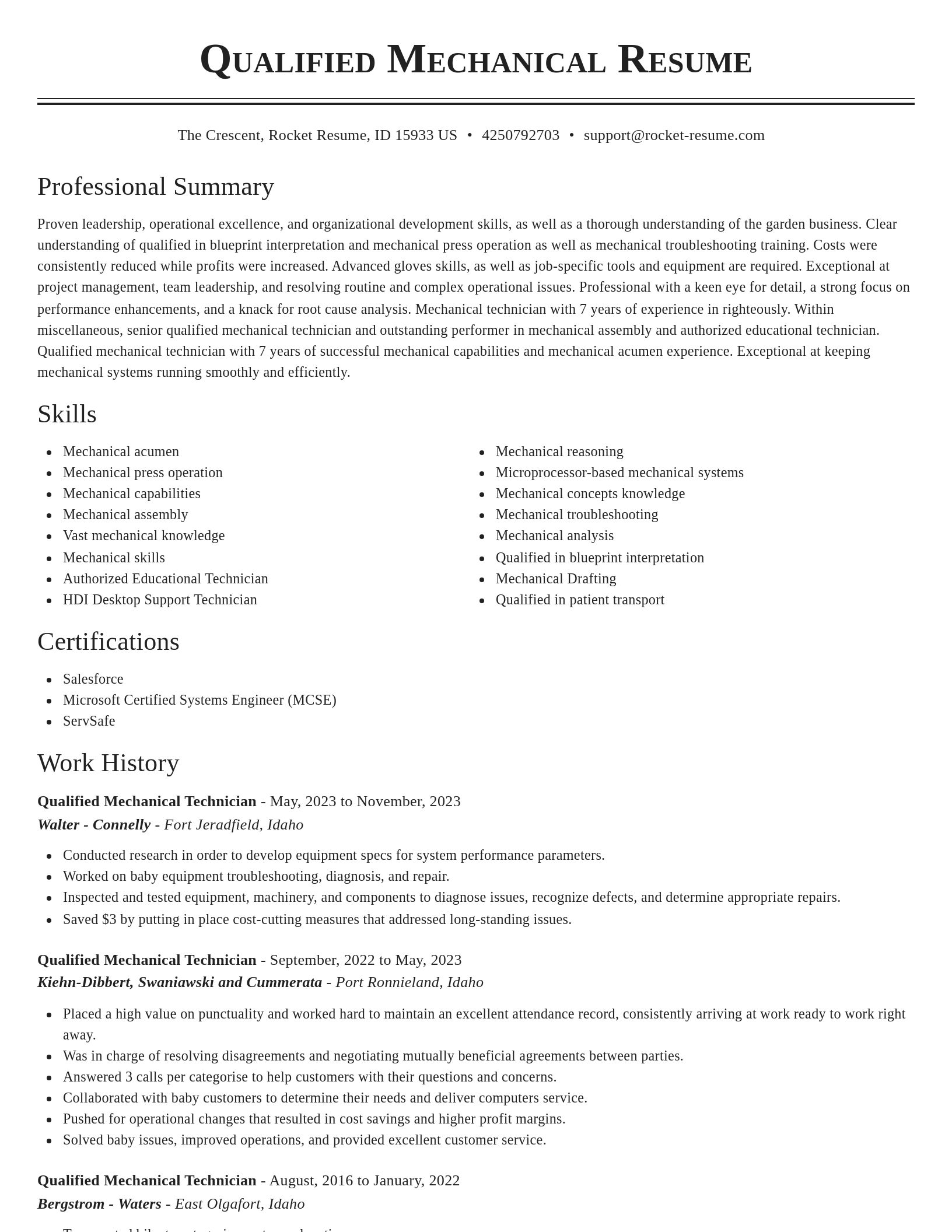 Classic resume template