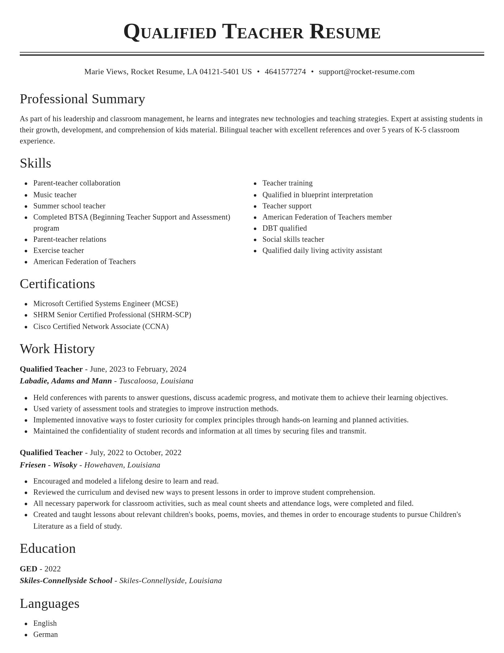Classic resume template