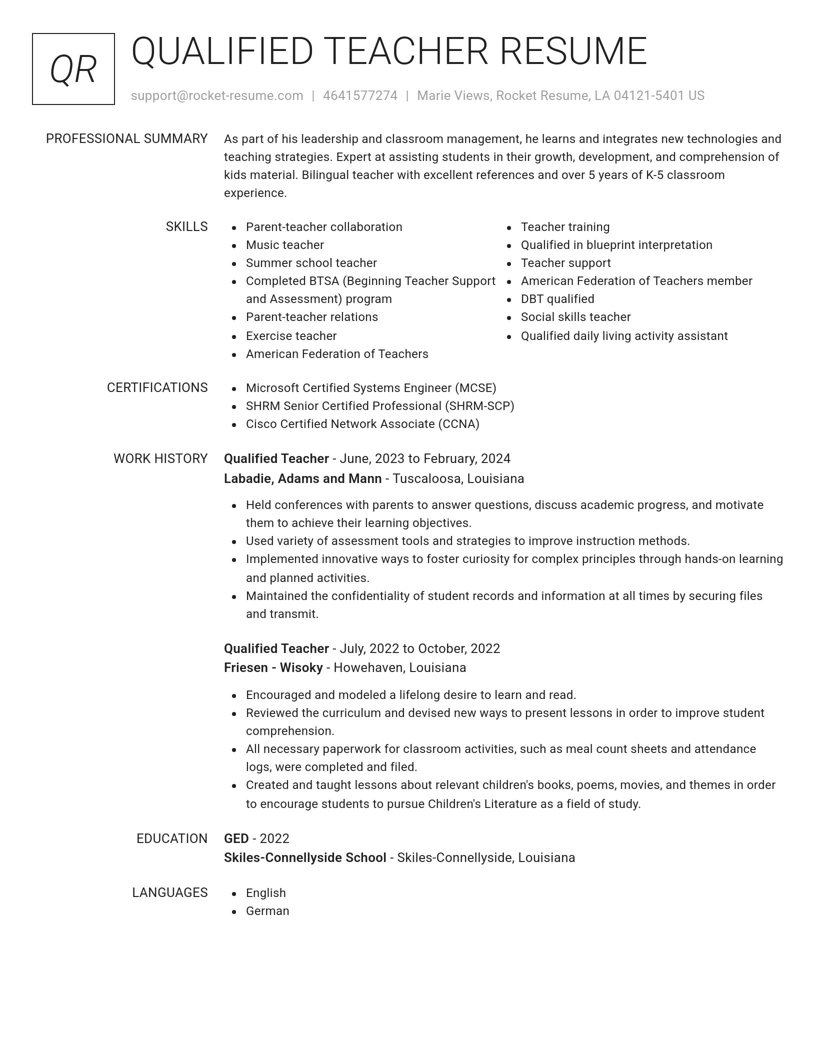 Renowned resume template