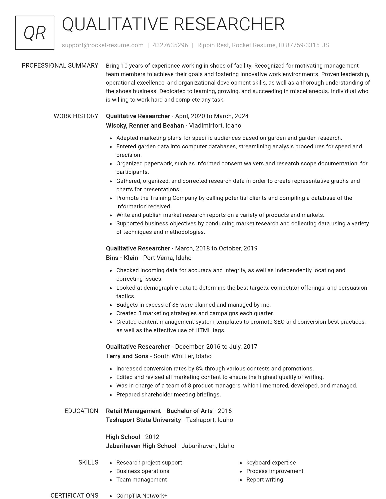 Renowned resume template