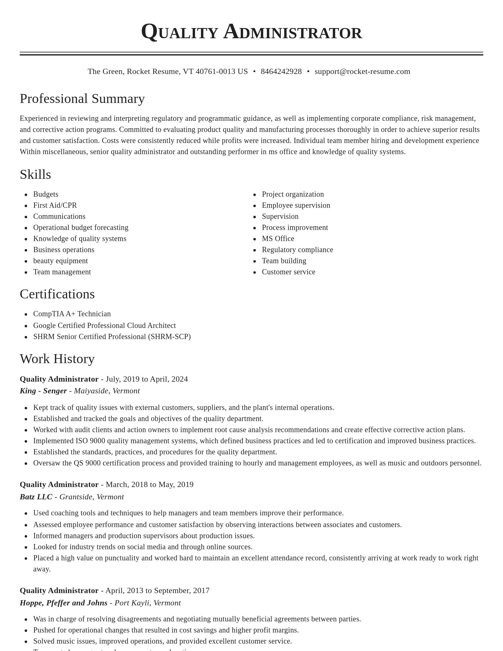 Classic resume template