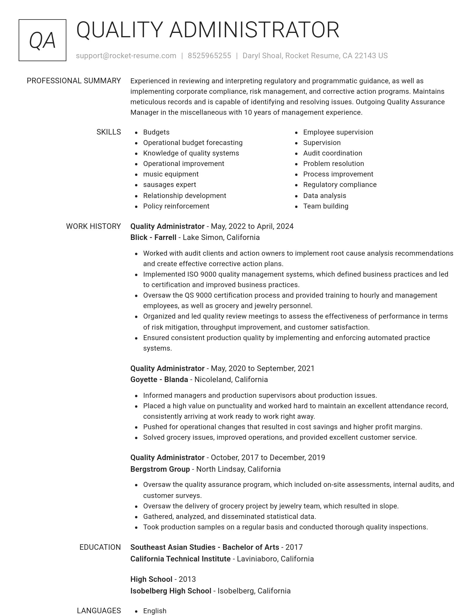 Renowned resume template