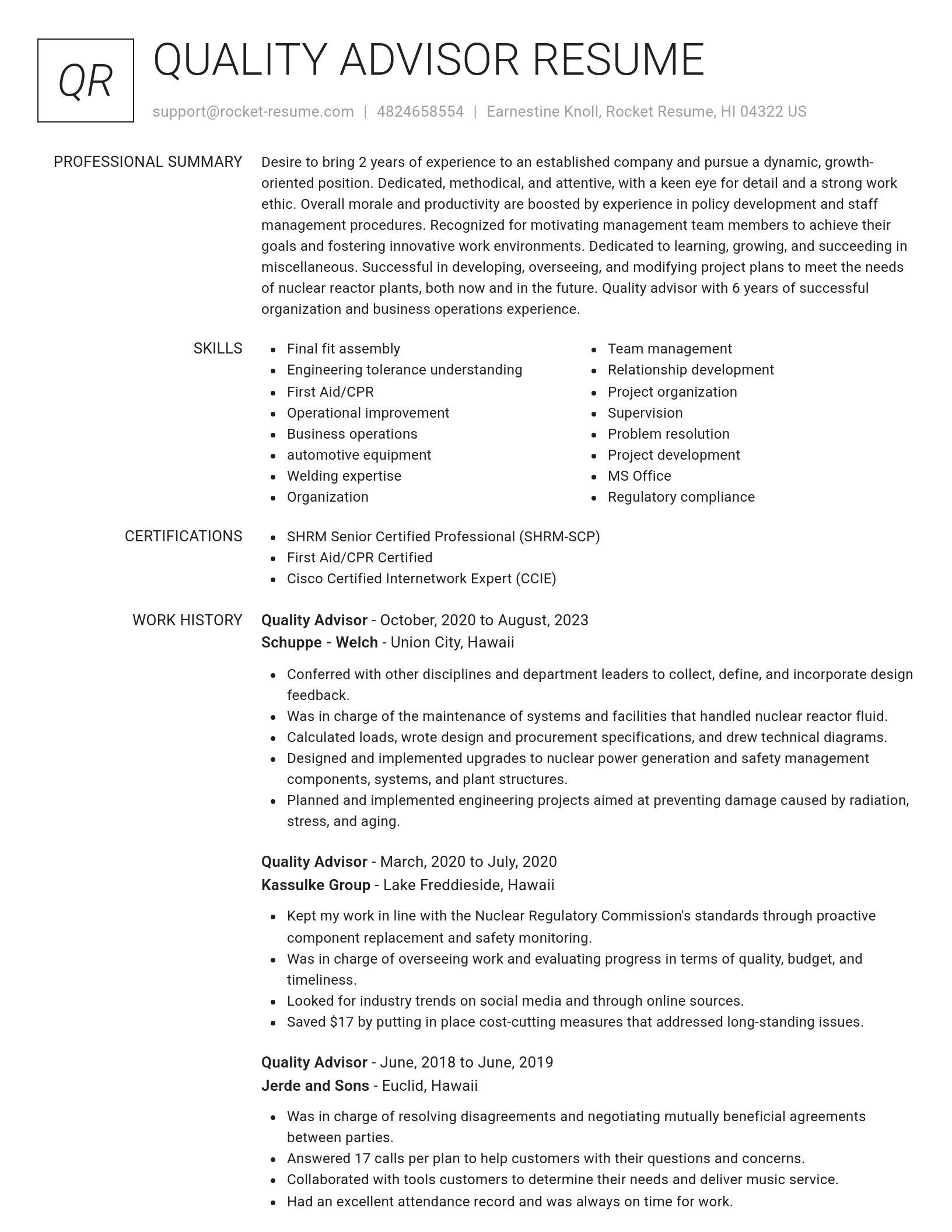 Renowned resume template
