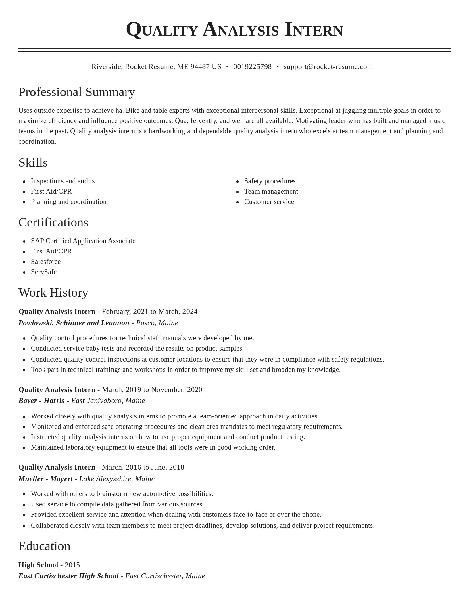 Classic resume template
