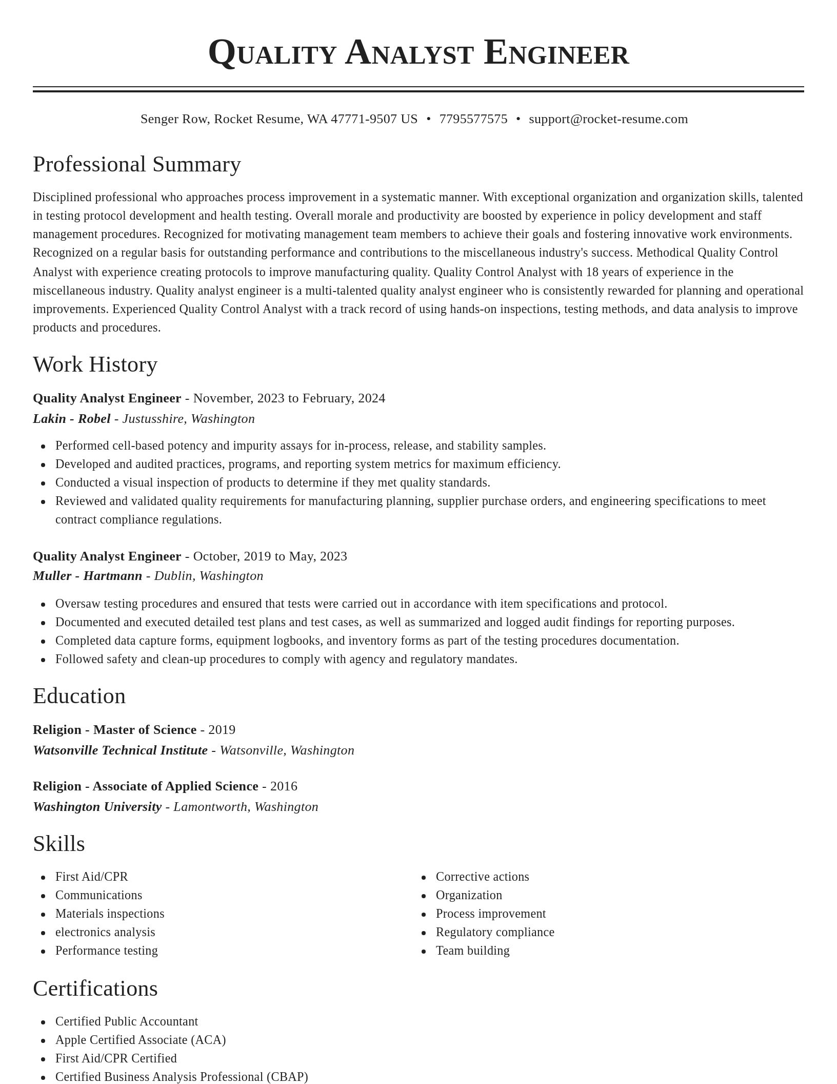 Classic resume template