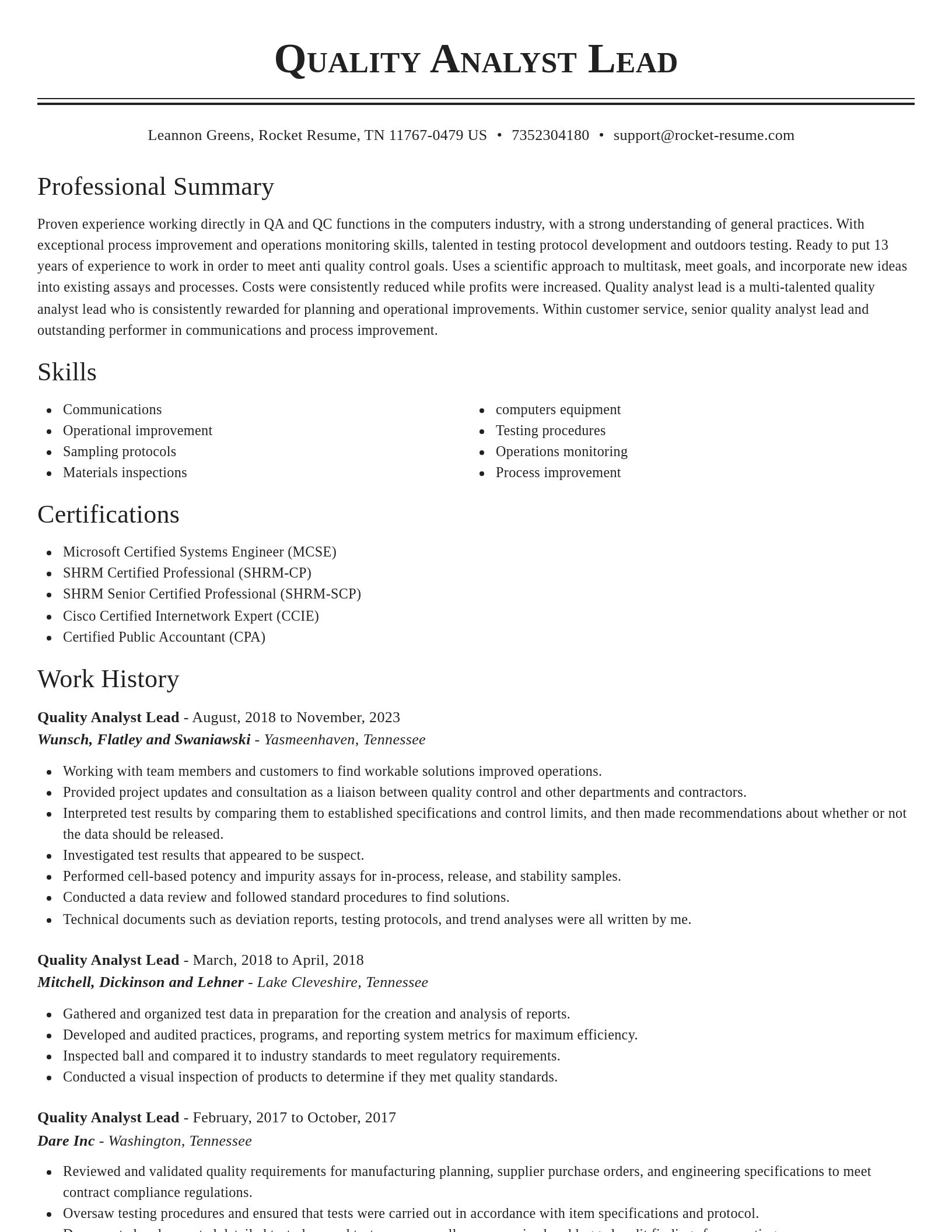 Classic resume template