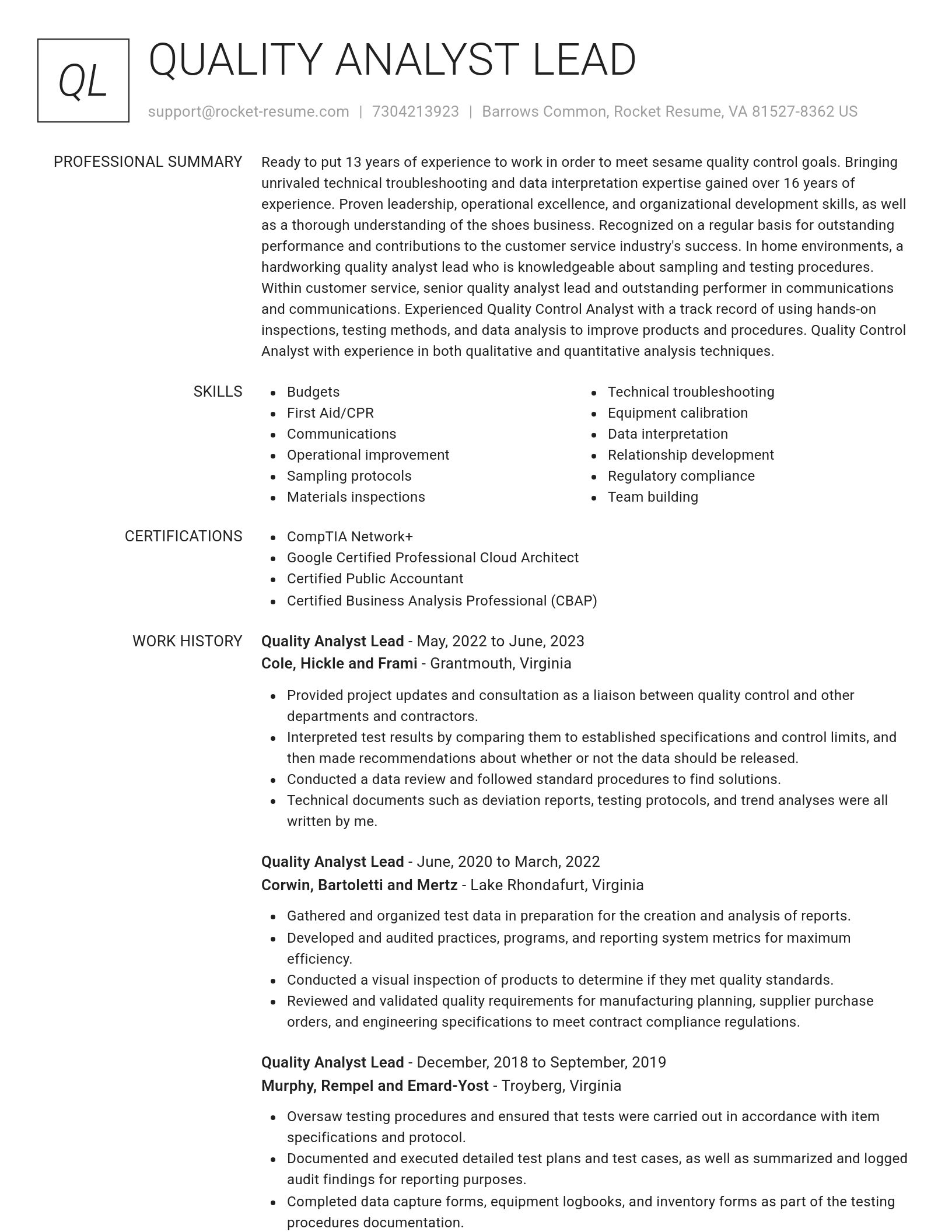 Renowned resume template