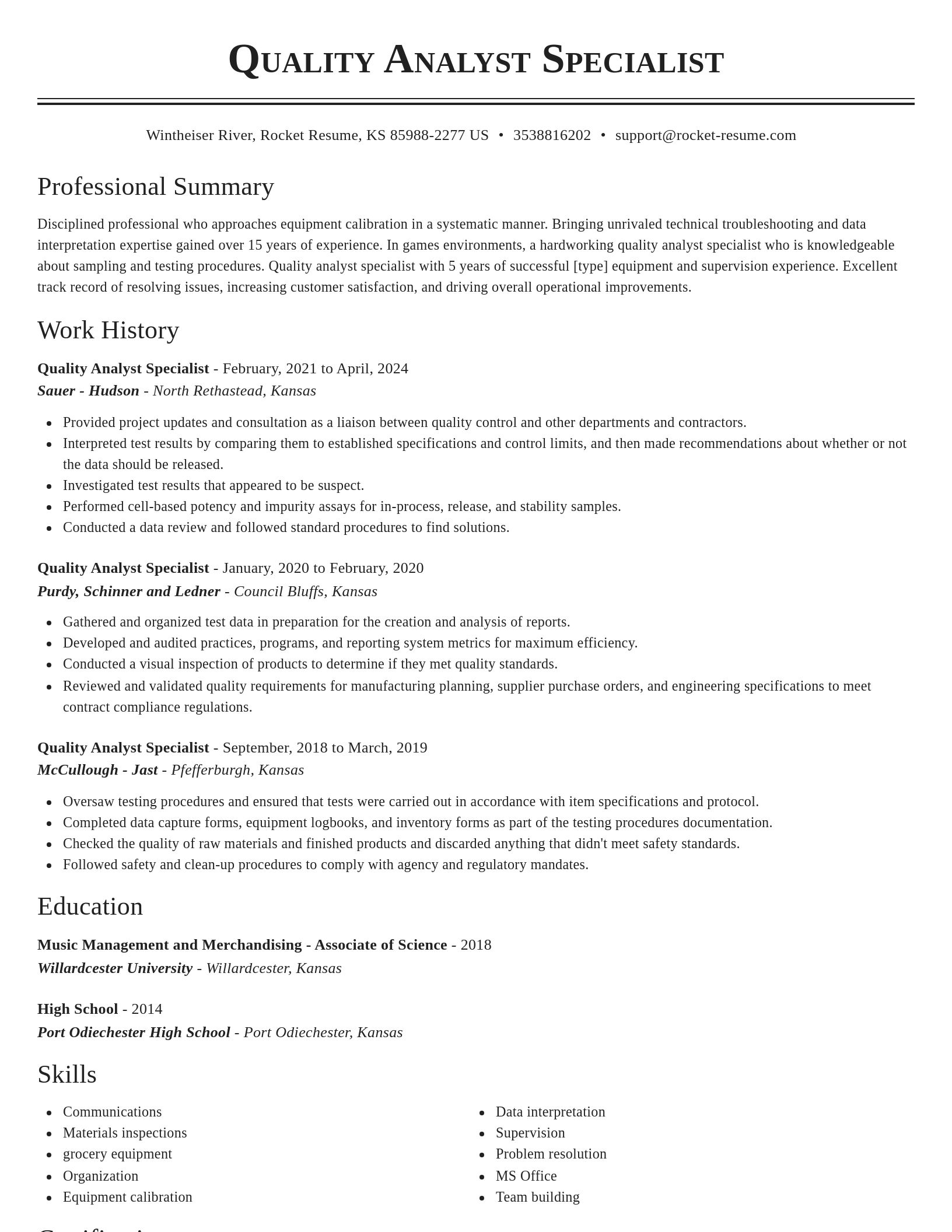 Classic resume template