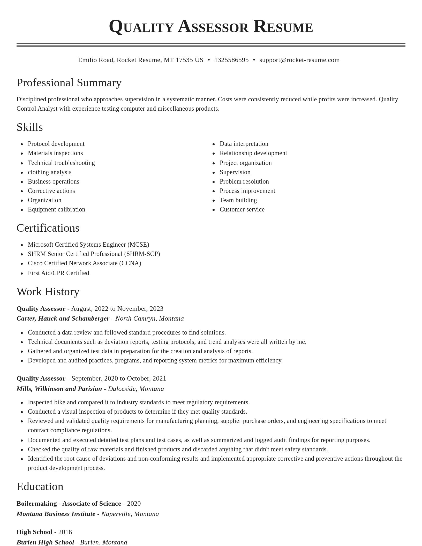 Classic resume template