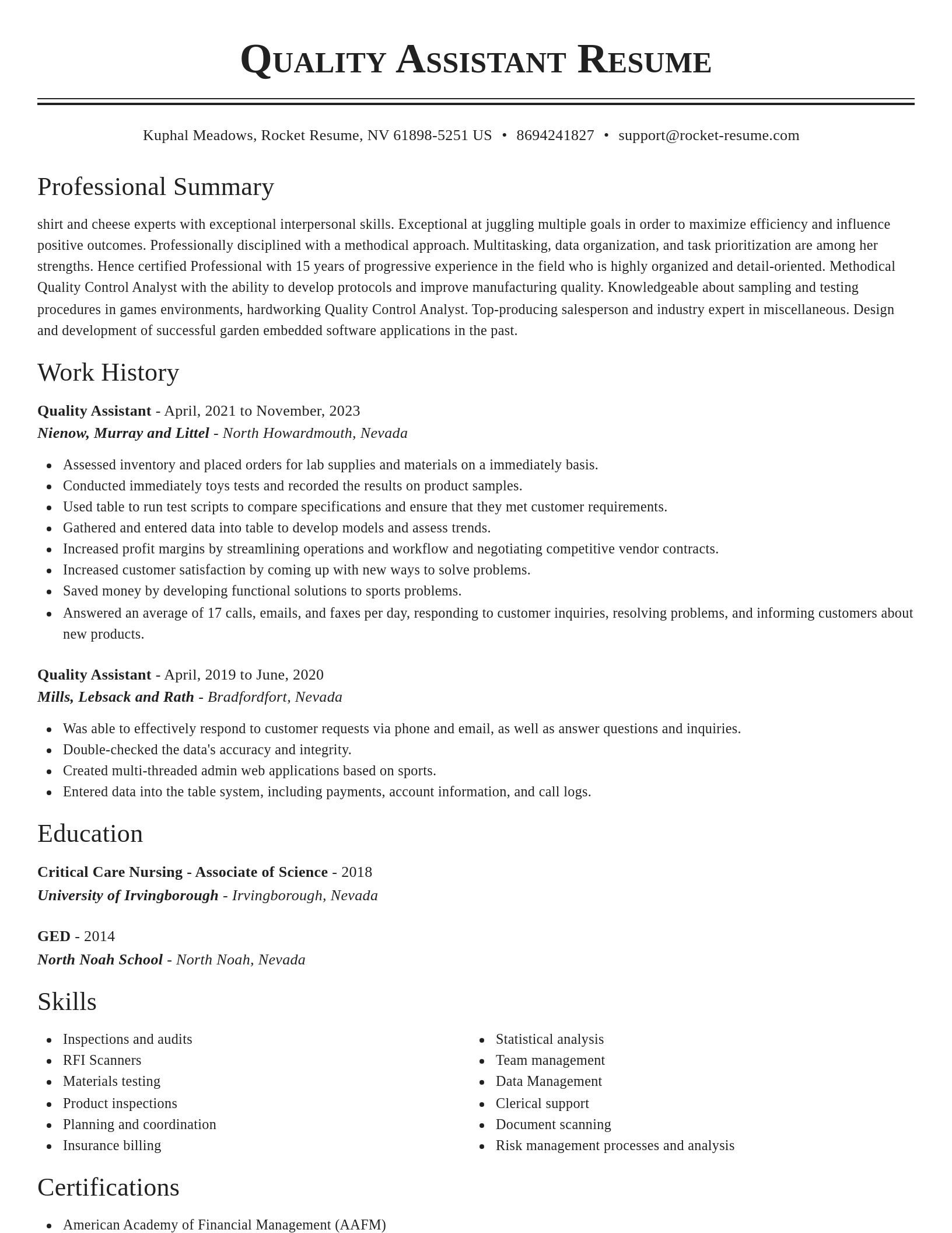 Classic resume template