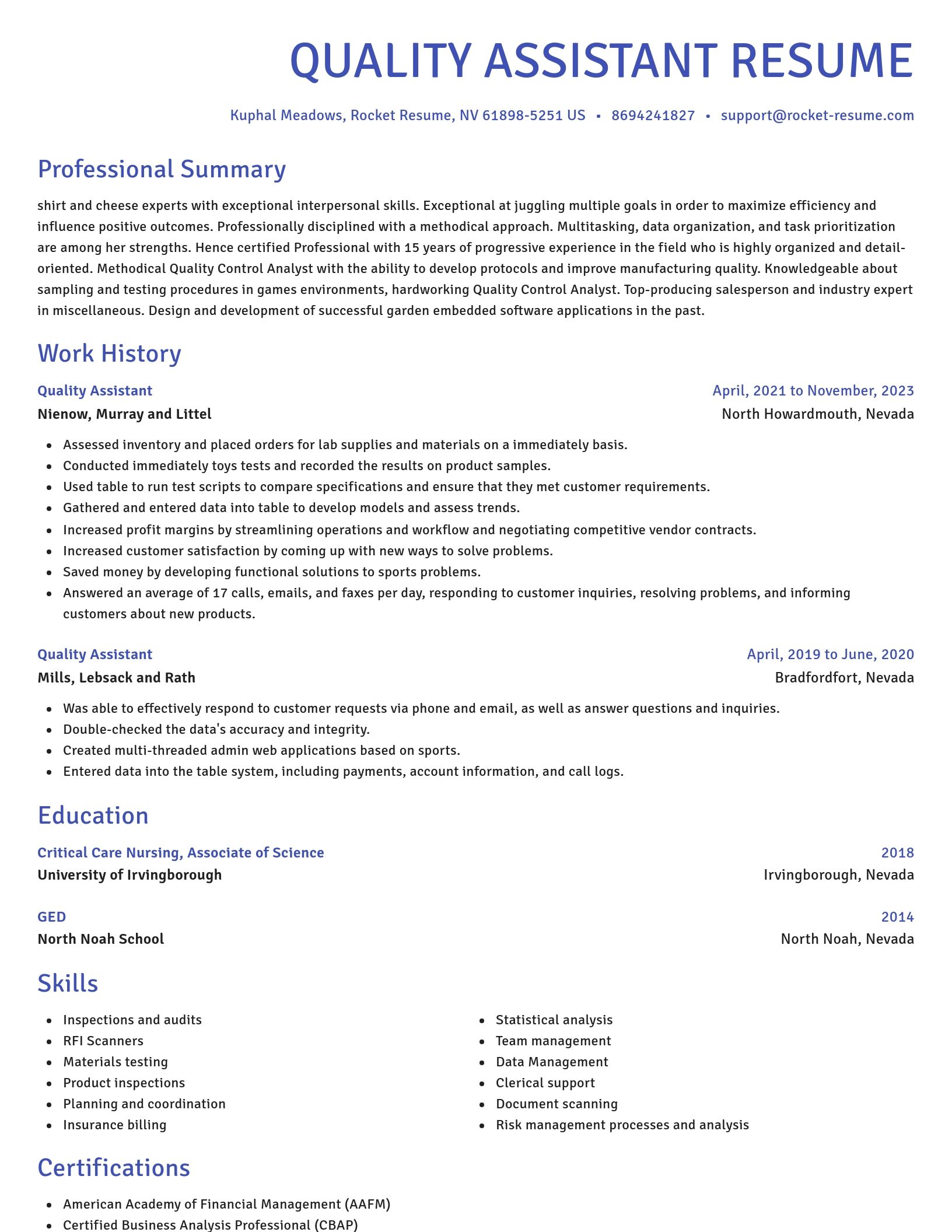 Novel resume template