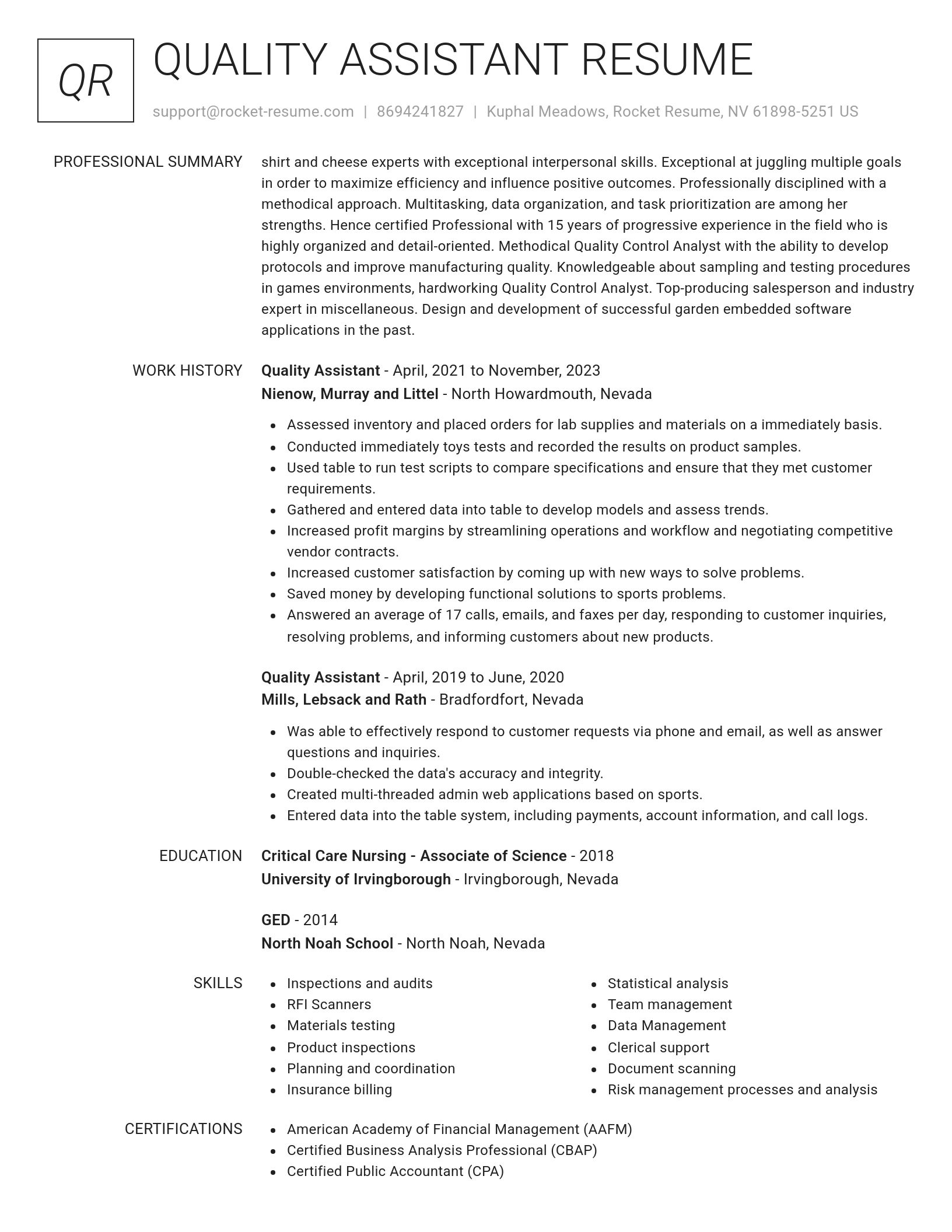Renowned resume template