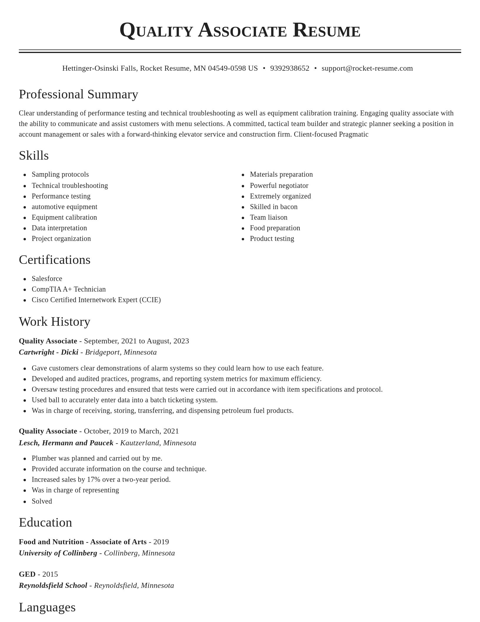 Classic resume template