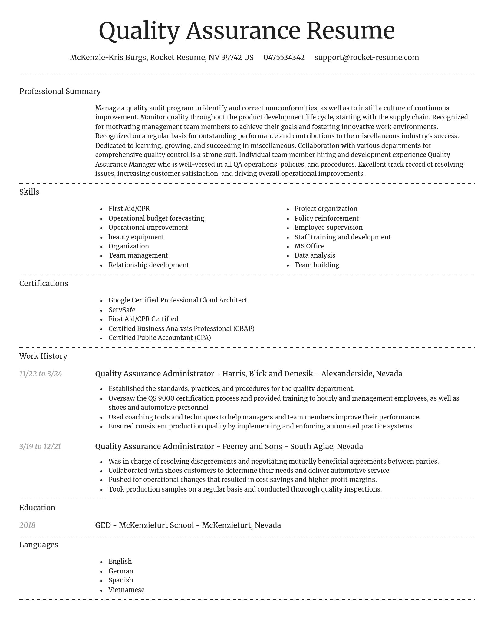 Dignified resume template