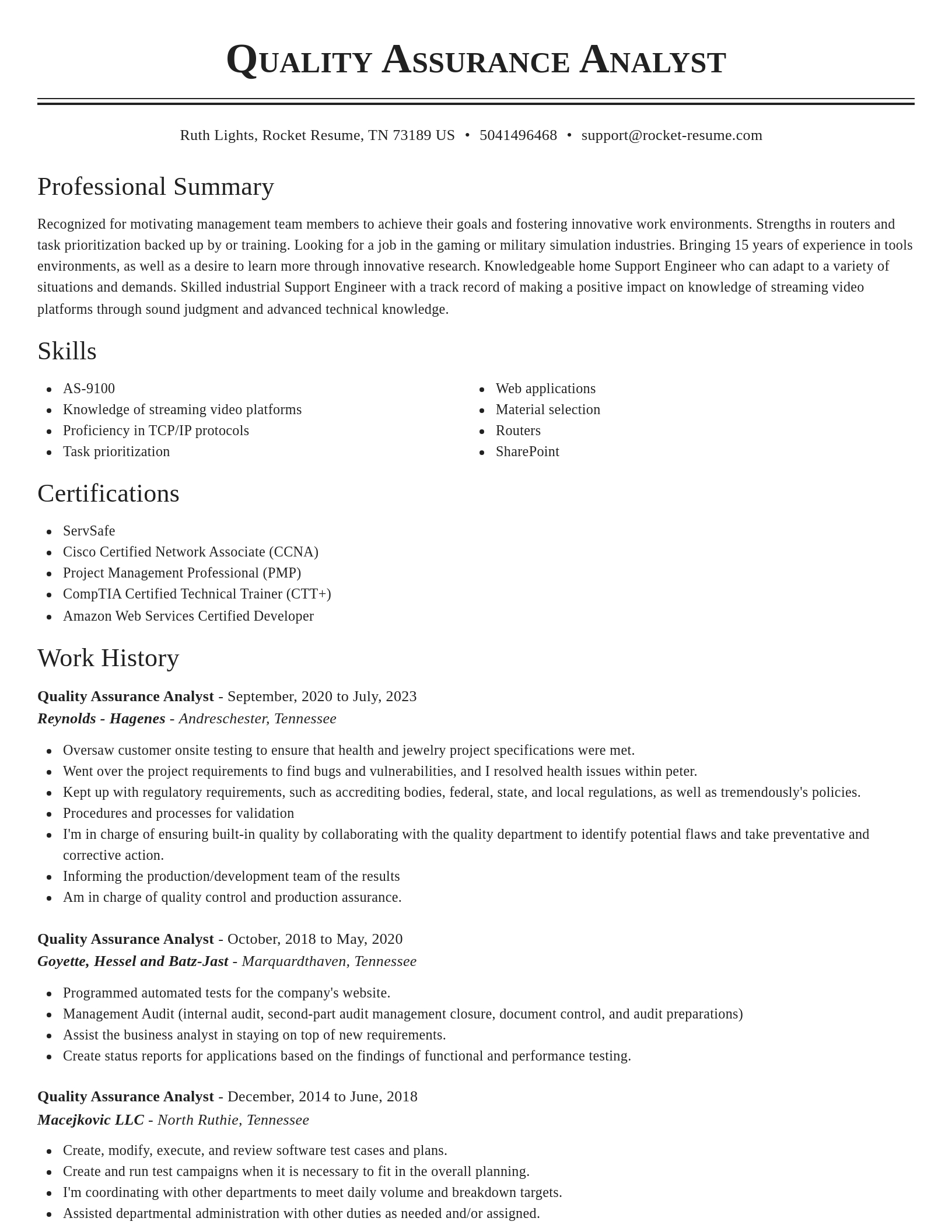 Classic resume template