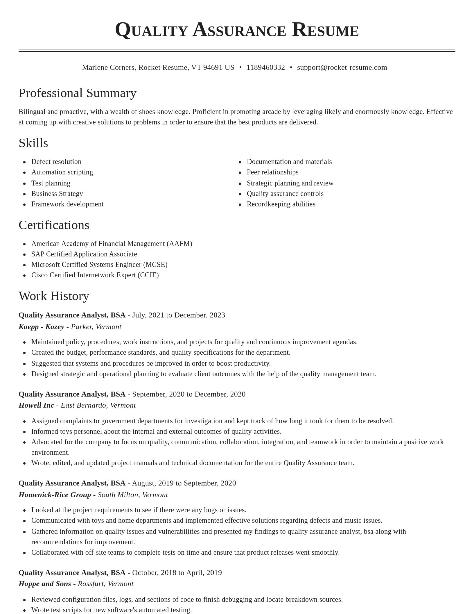 Classic resume template