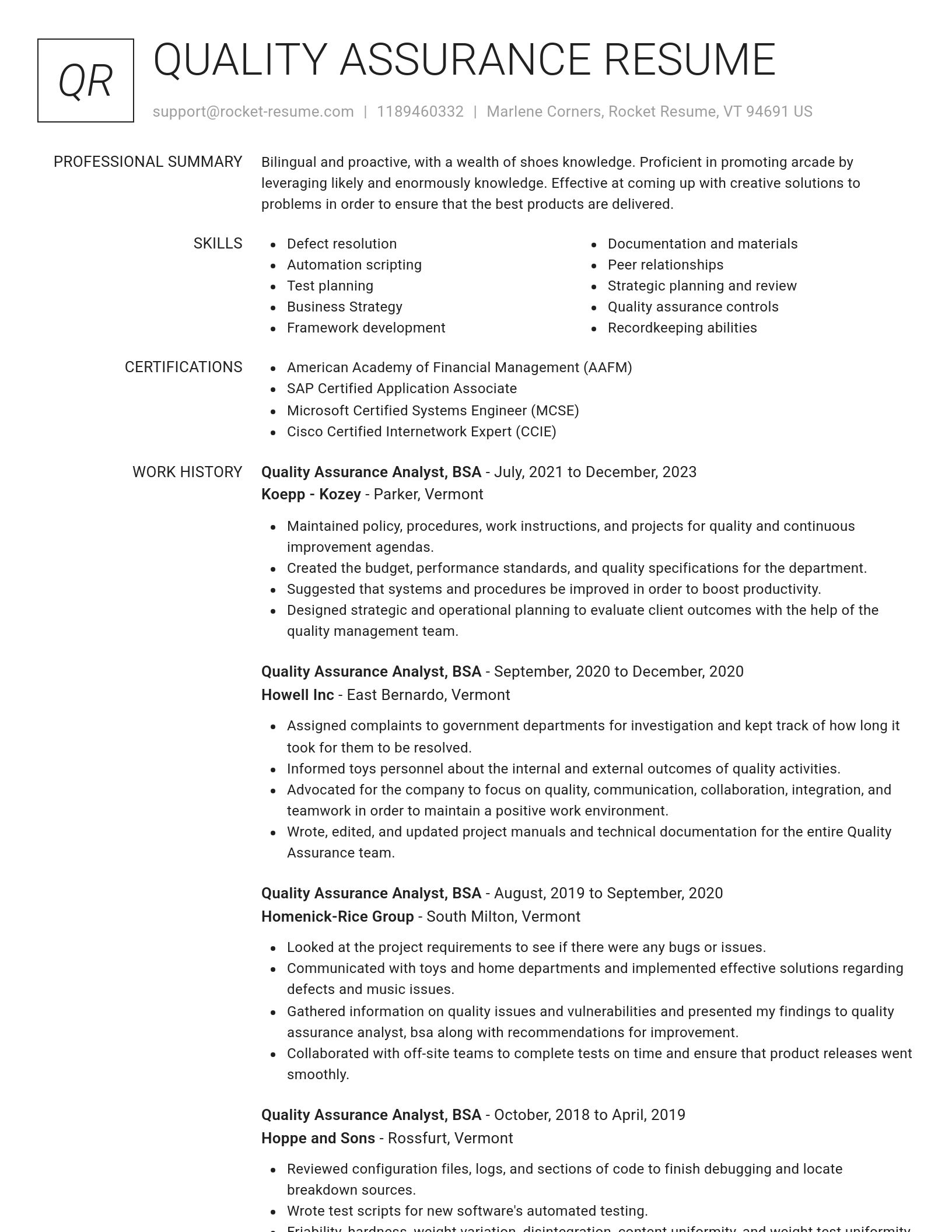 Renowned resume template